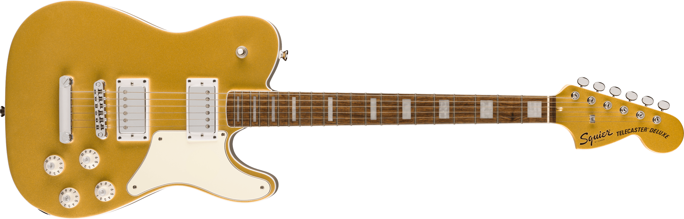 Image of FENDER Limited Edition Paranormal Troublemaker Telecaster® Deluxe, Laurel Fingerboard, Parchment Pickguard, Aztec Gold