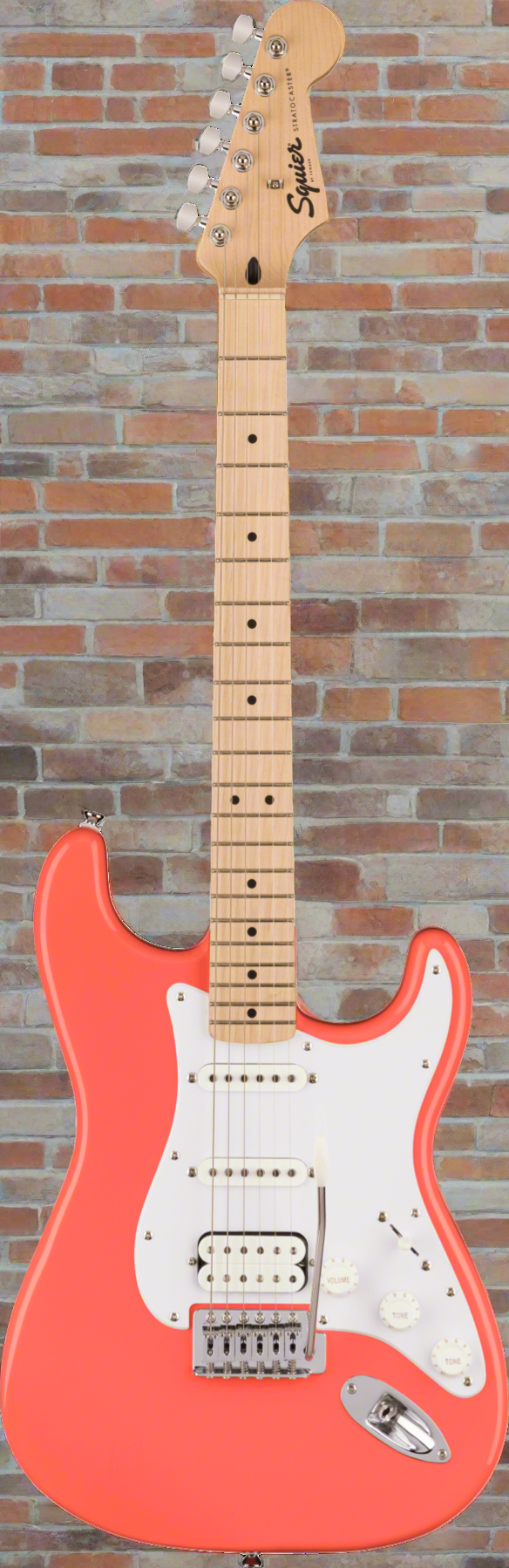 Image of FENDER Squier Sonic® Stratocaster® HSS, Maple Fingerboard, White Pickguard, Tahitian Coral