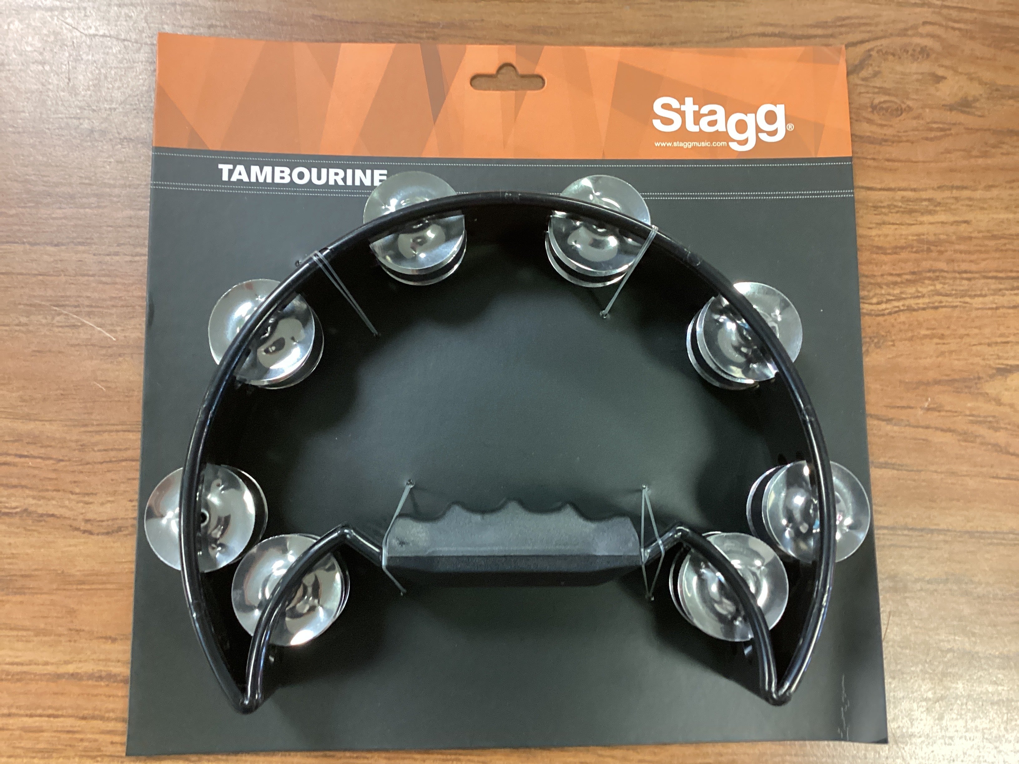 Image of Stagg “Cutaway” Tambourine~2-row+16 Jingle~Black