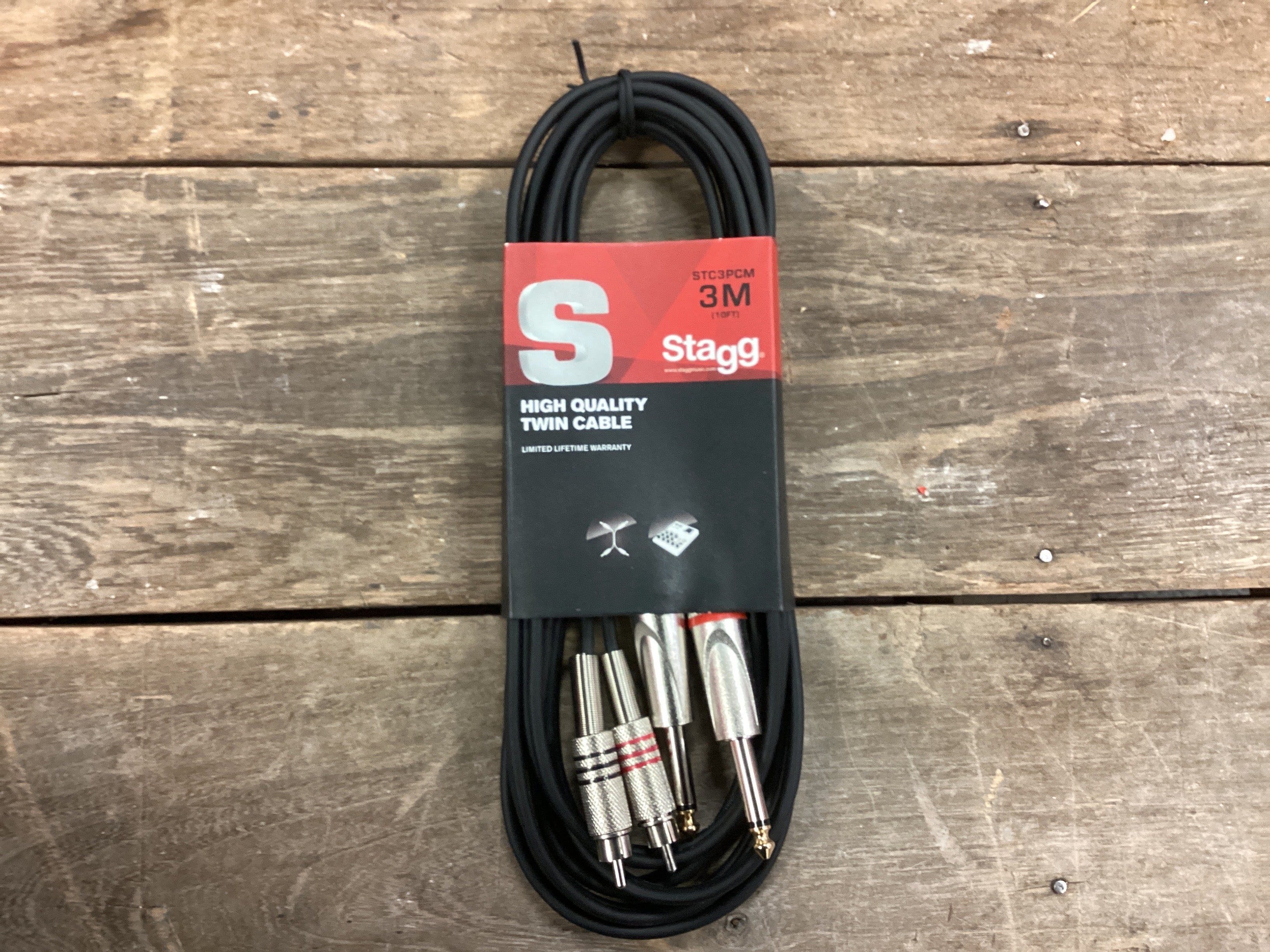Image of Stagg Dual 1/4” to Dual RCA 10-foot cable