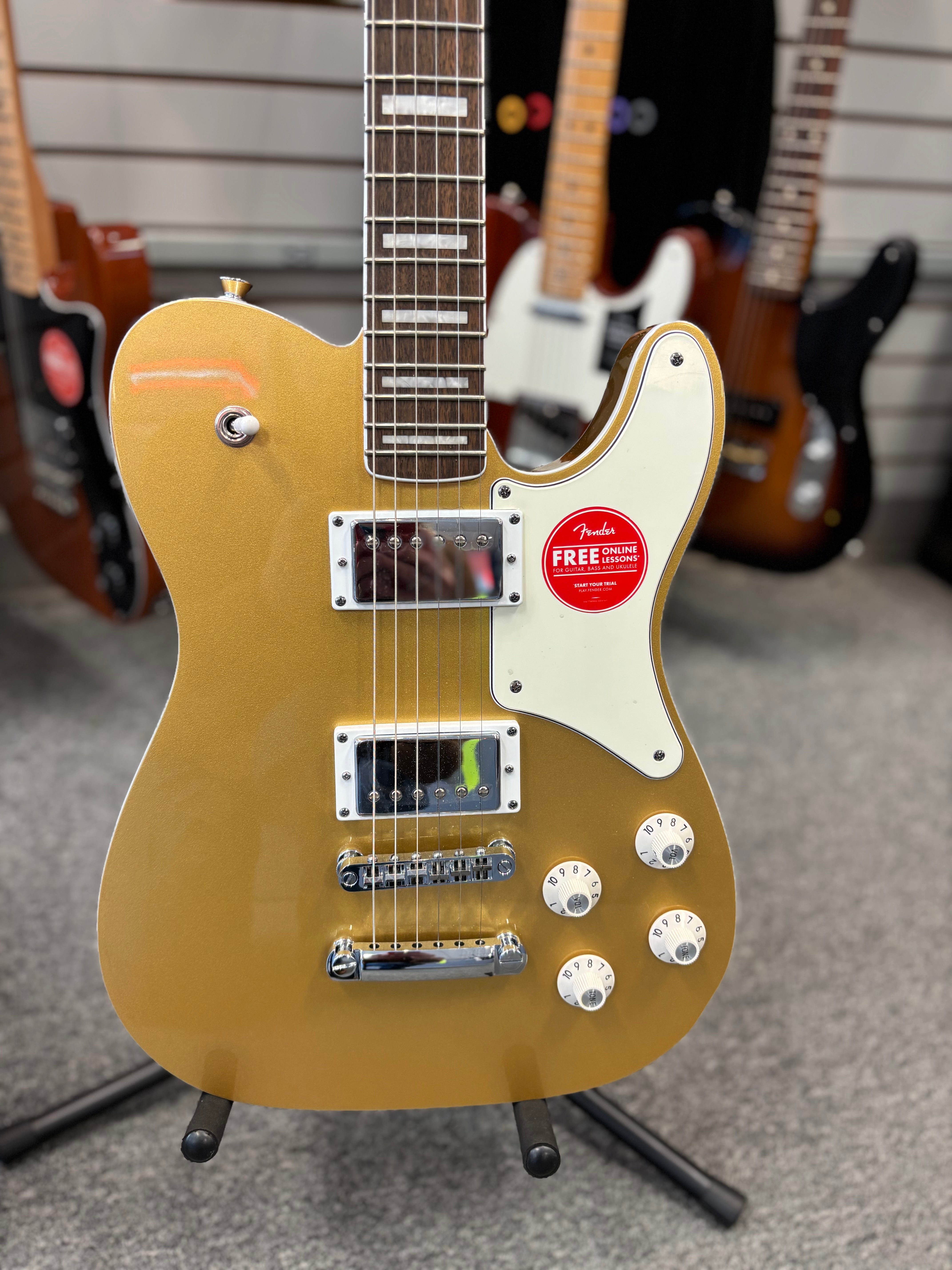 Image of FENDER Limited Edition Paranormal Troublemaker Telecaster® Deluxe, Laurel Fingerboard, Parchment Pickguard, Aztec Gold