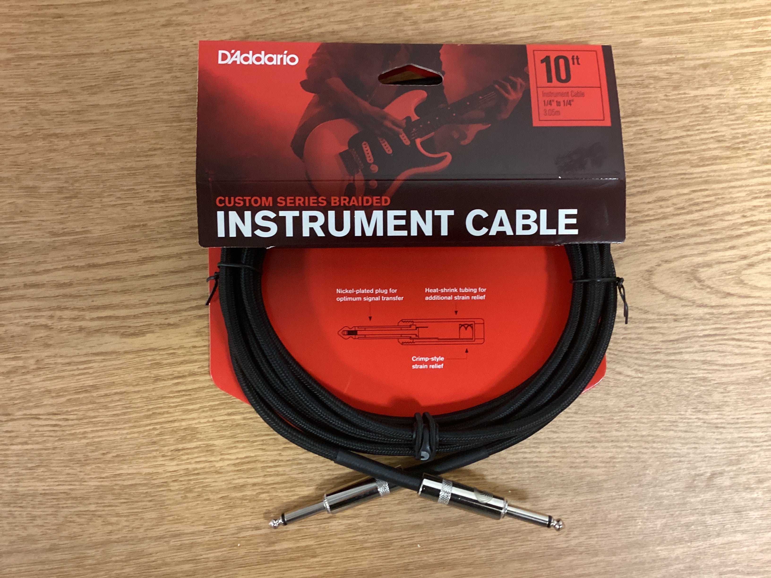 D'Addario Custom Series Braided Instrument Cable, 10'