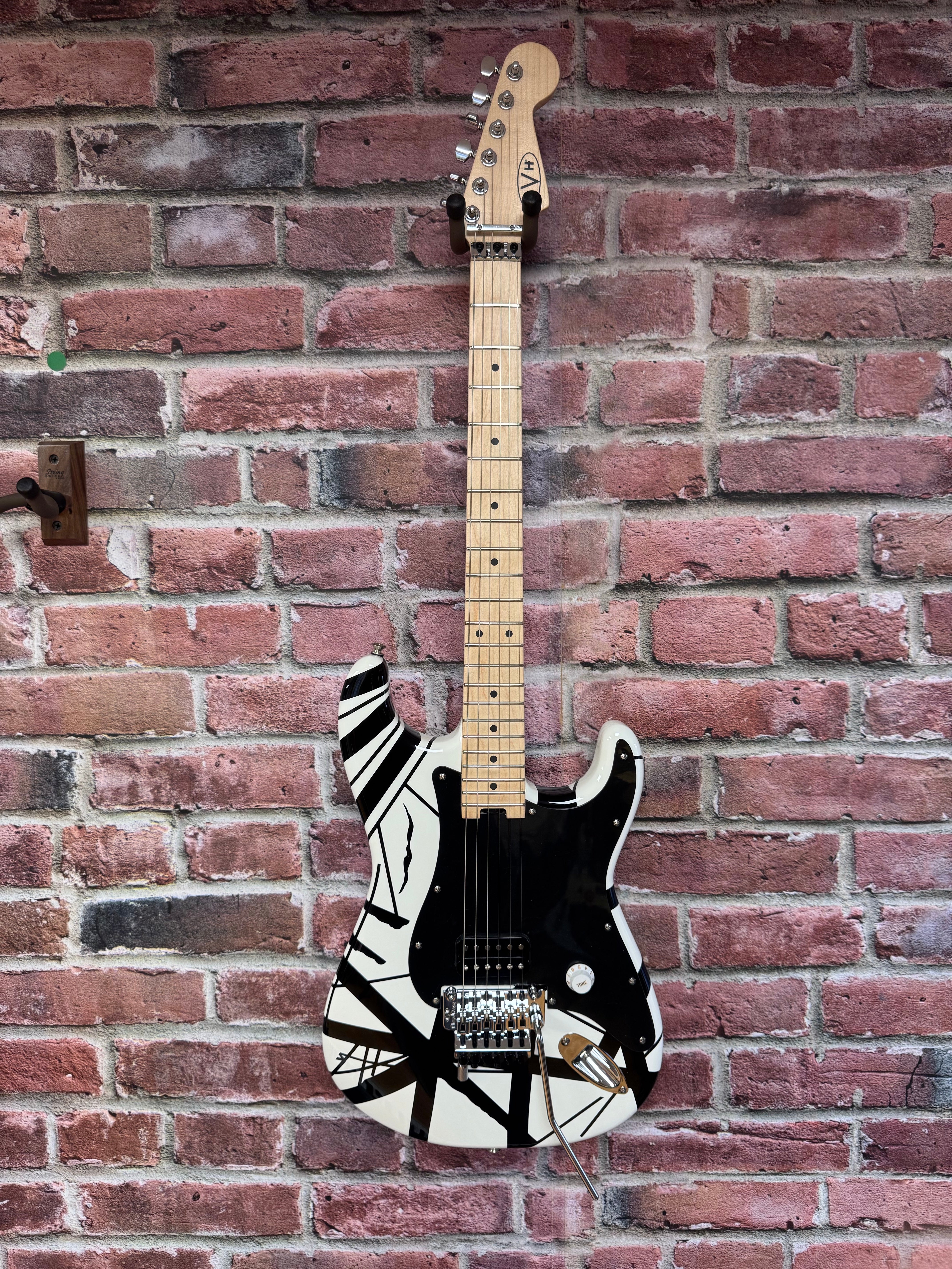Image of EVH Striped Series White with Black Stripes Electric Guitar