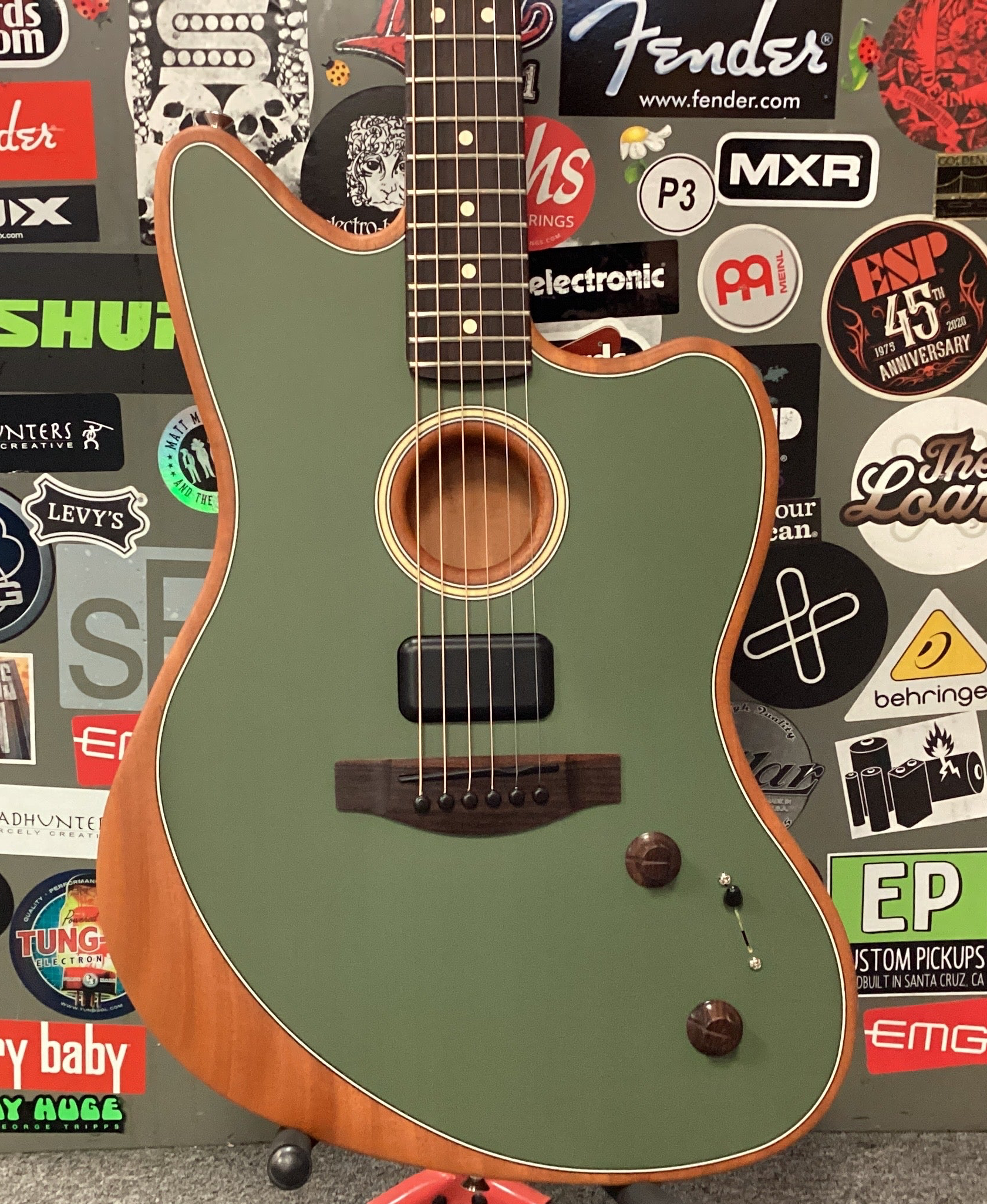 Image of “USED” 2023 Fender Acoustisonic Player Jazzmaster, Antique Olive