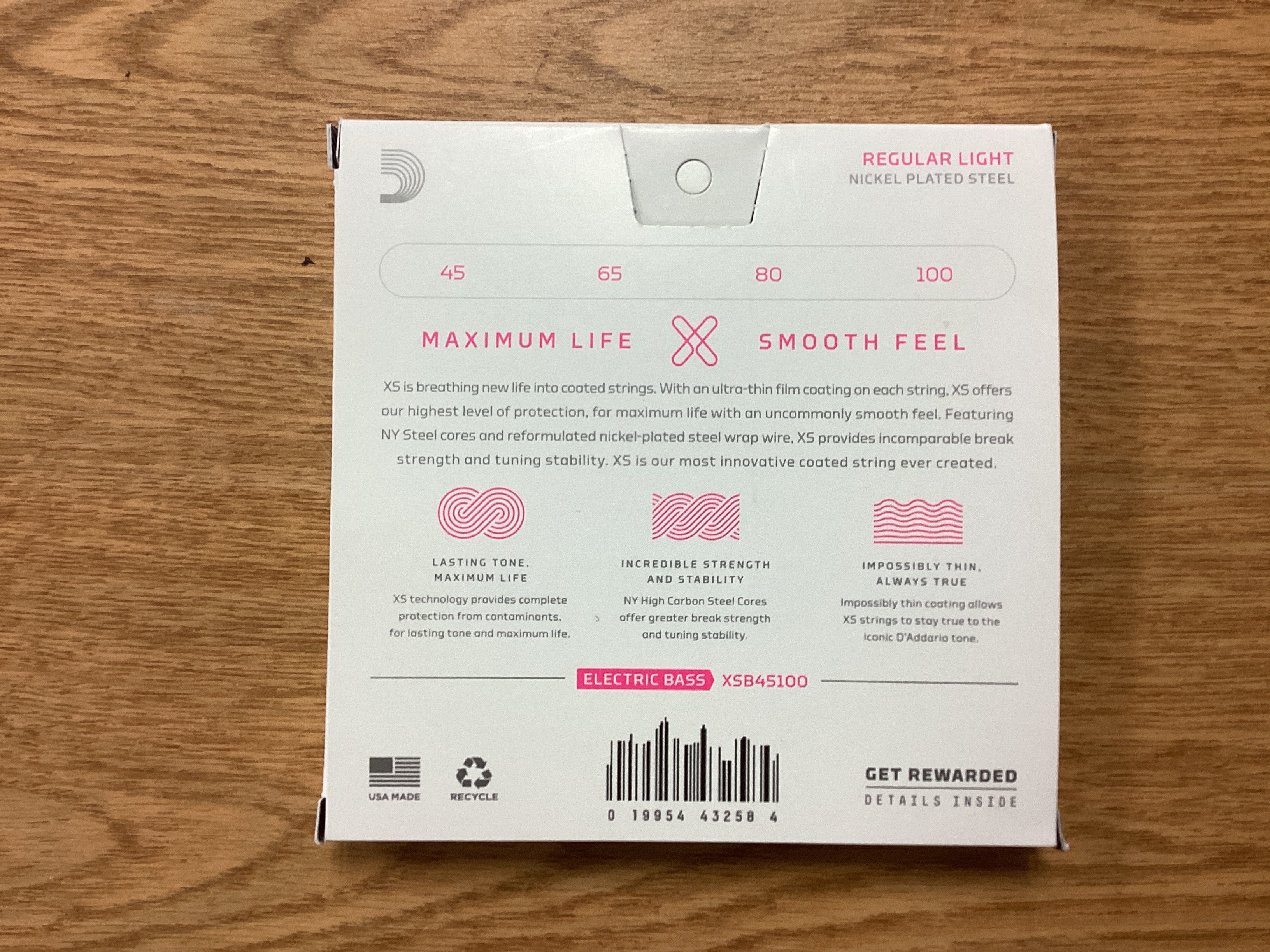 Image of D'Addario  45-100 Regular Light, Long Scale Coated Bass Strings XSB45100