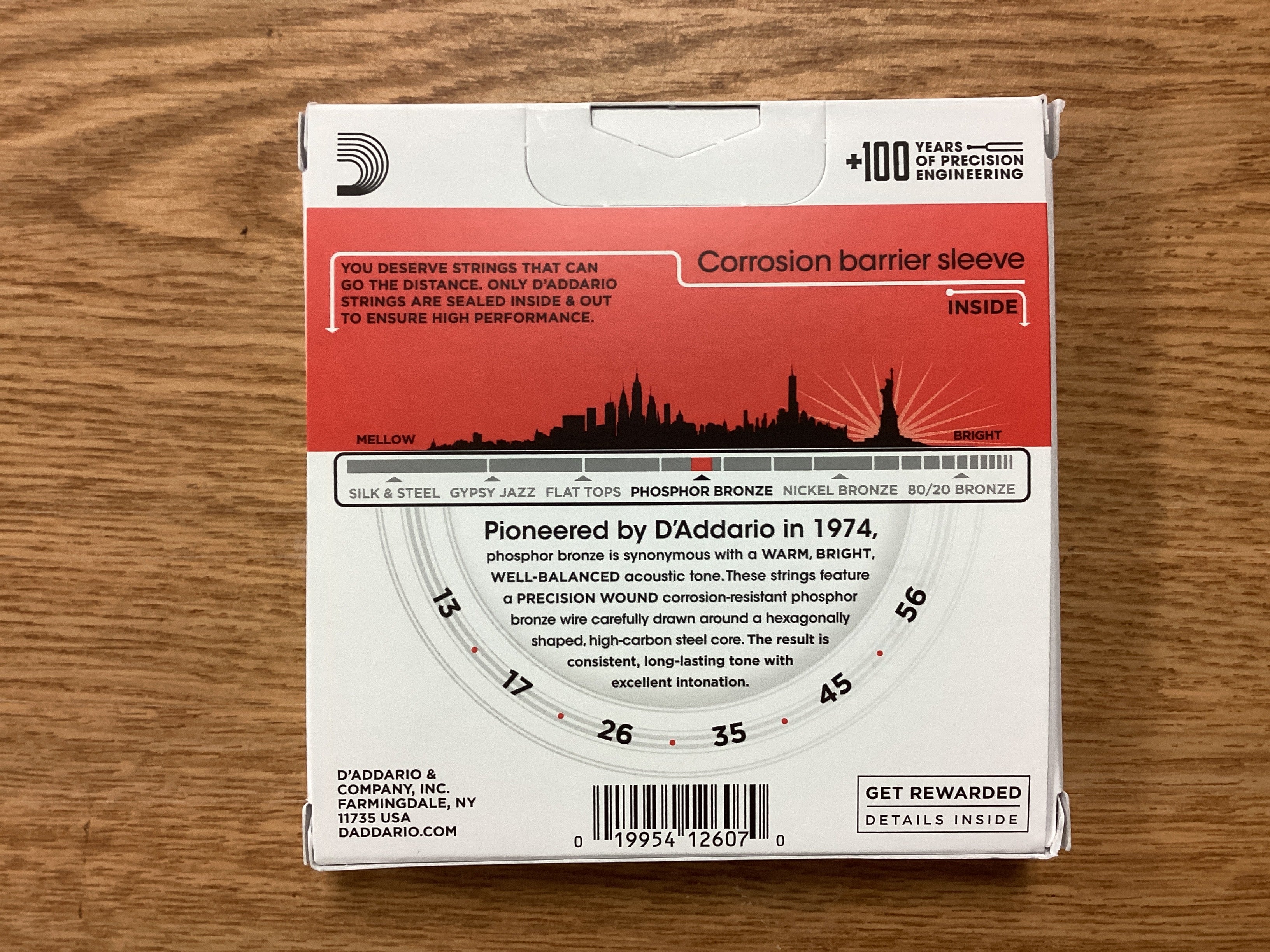 Image of D'Addario 13-56 Medium, Phosphor Bronze Acoustic Guitar Strings 3-Pack EJ17-3D