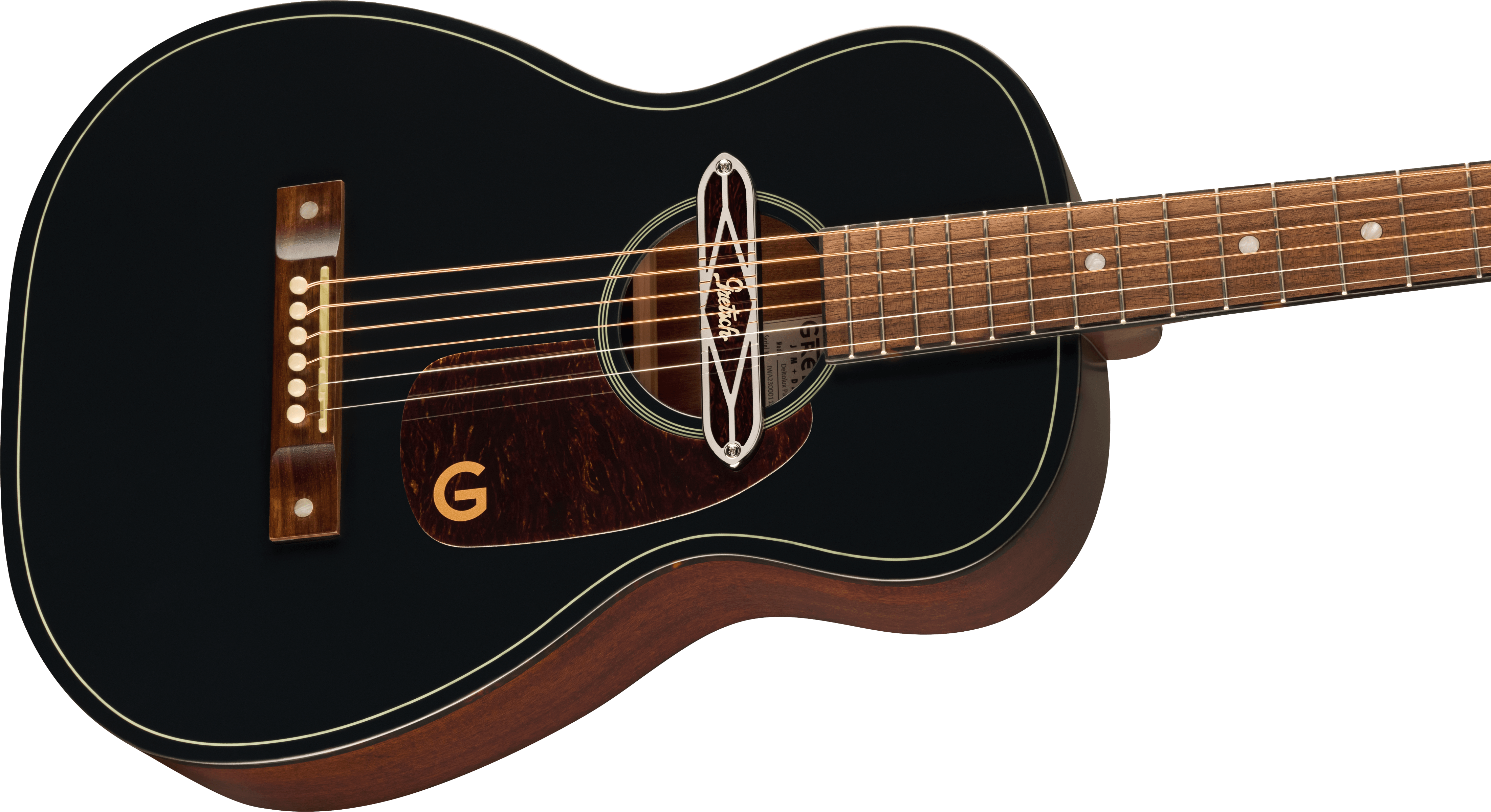 Image of Gretsch Jim Dandy Deltoluxe Parlor Acoustic Electric Guitar Black Top