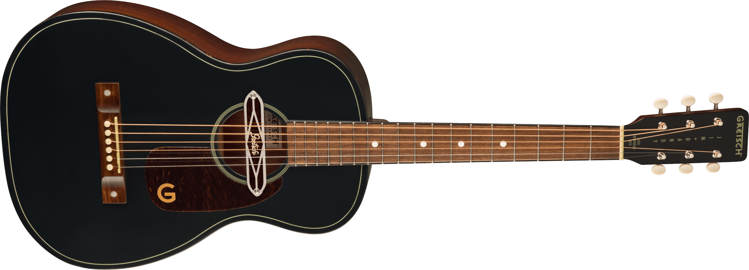 Image of Gretsch Jim Dandy Deltoluxe Parlor Acoustic Electric Guitar Black Top