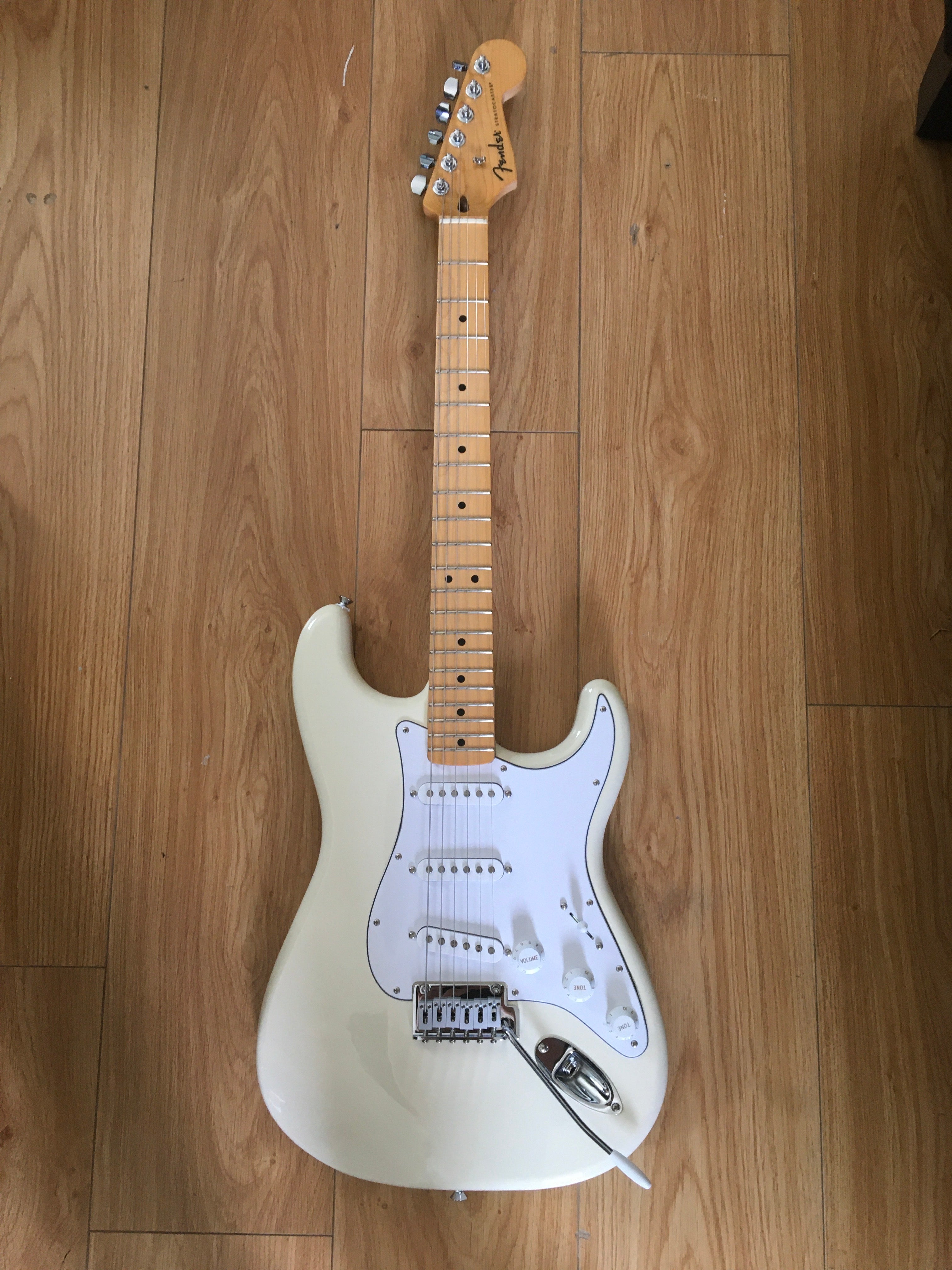 Image of Fender Standard Stratocaster Maple Fingerboard Electric Guitar Olympic white
