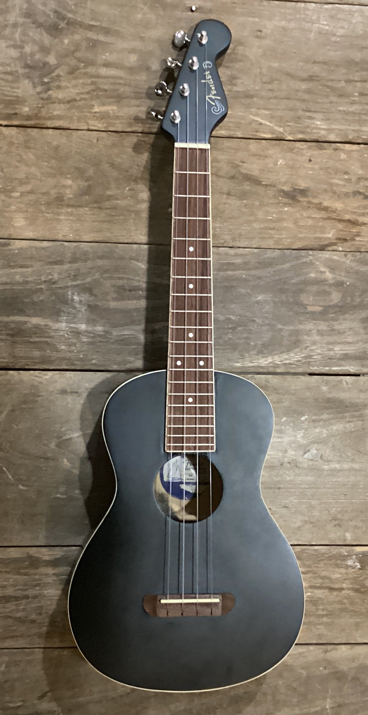 Image of Fender Avalon Tenor Ukulele - Black with Walnut Fingerboard