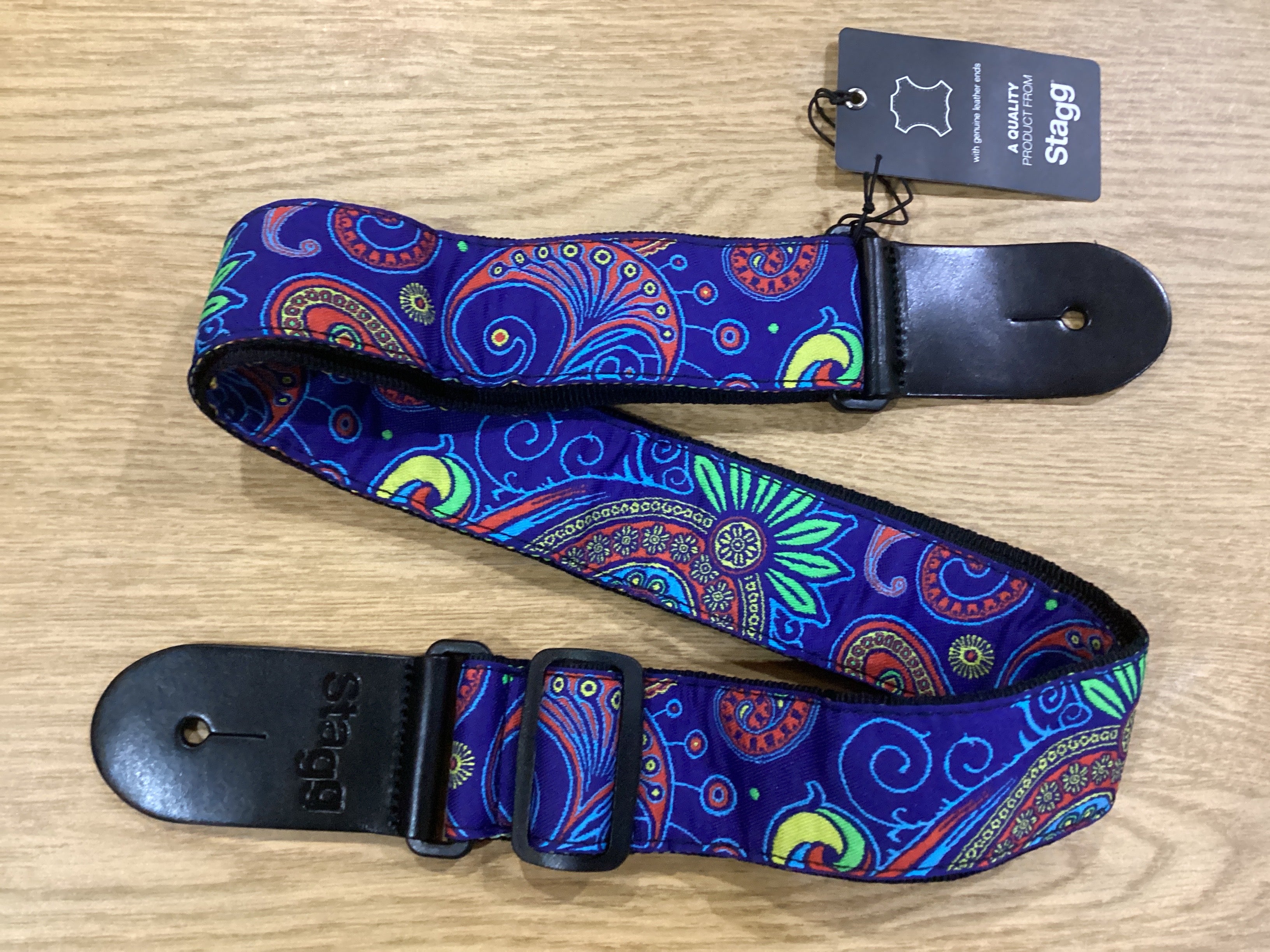 Image of Stagg Paisley 2 Blue Woven Nylon Guitar Strap