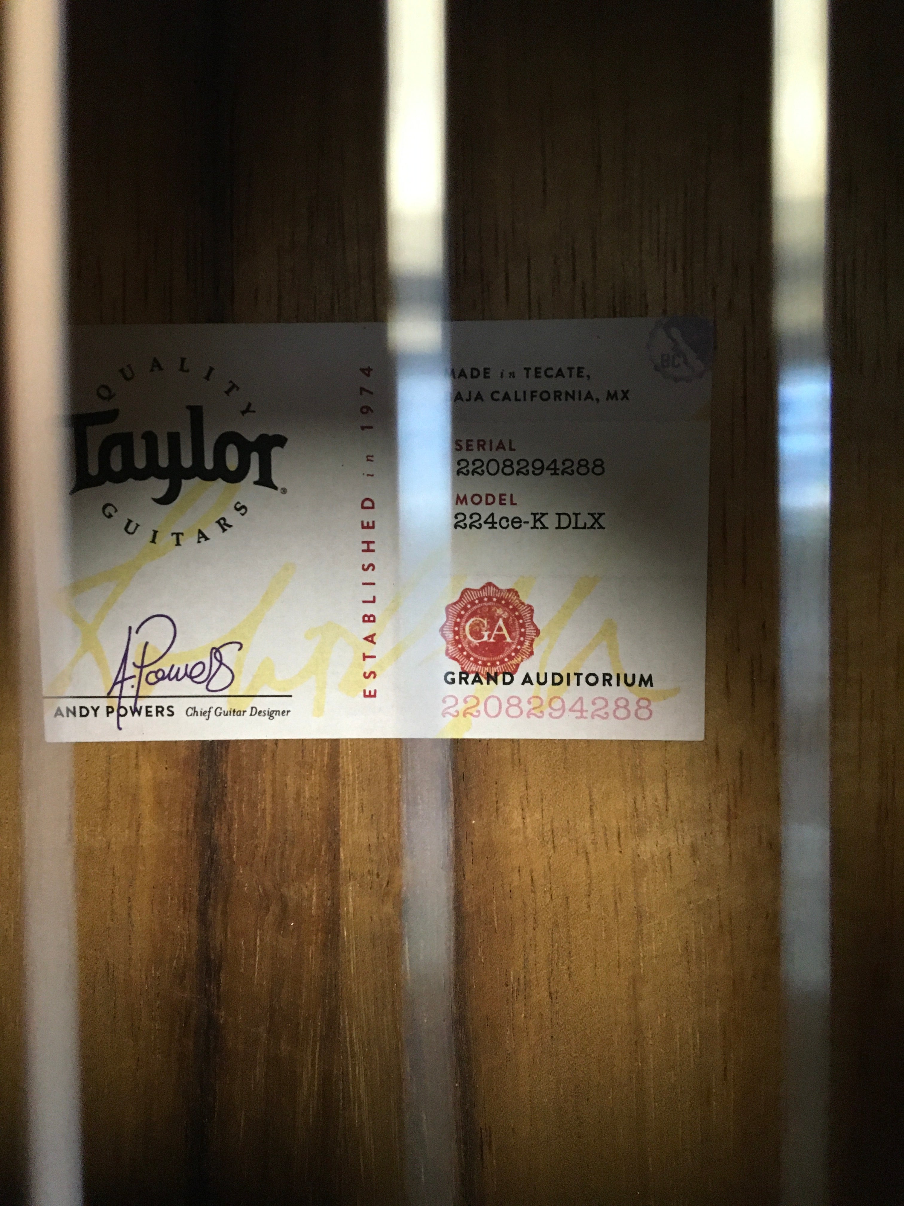 TAYLOR 224ce-K DLX Acoustic Electric