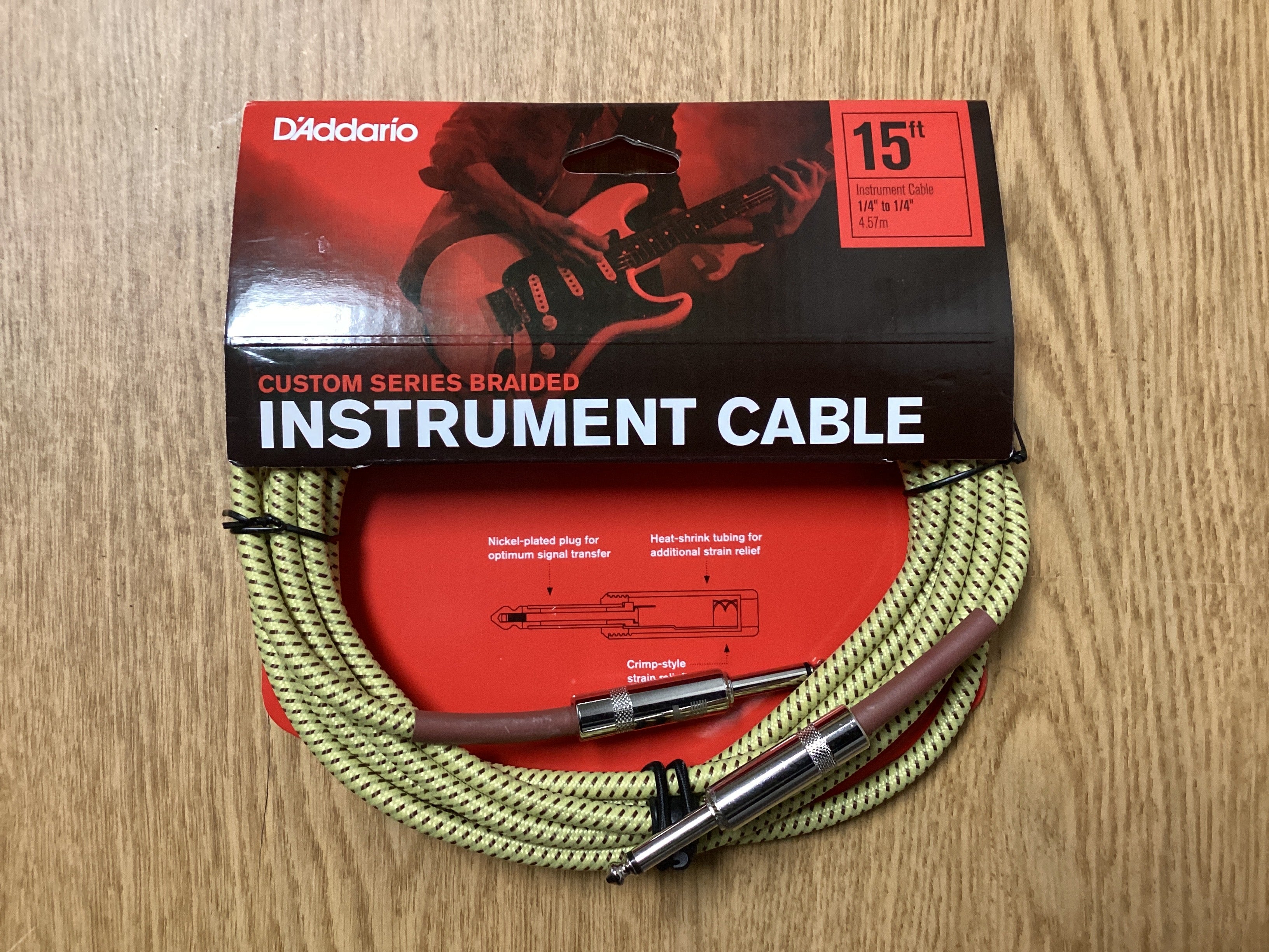 D'Addario Custom Series Braided Instrument Cable, 15'