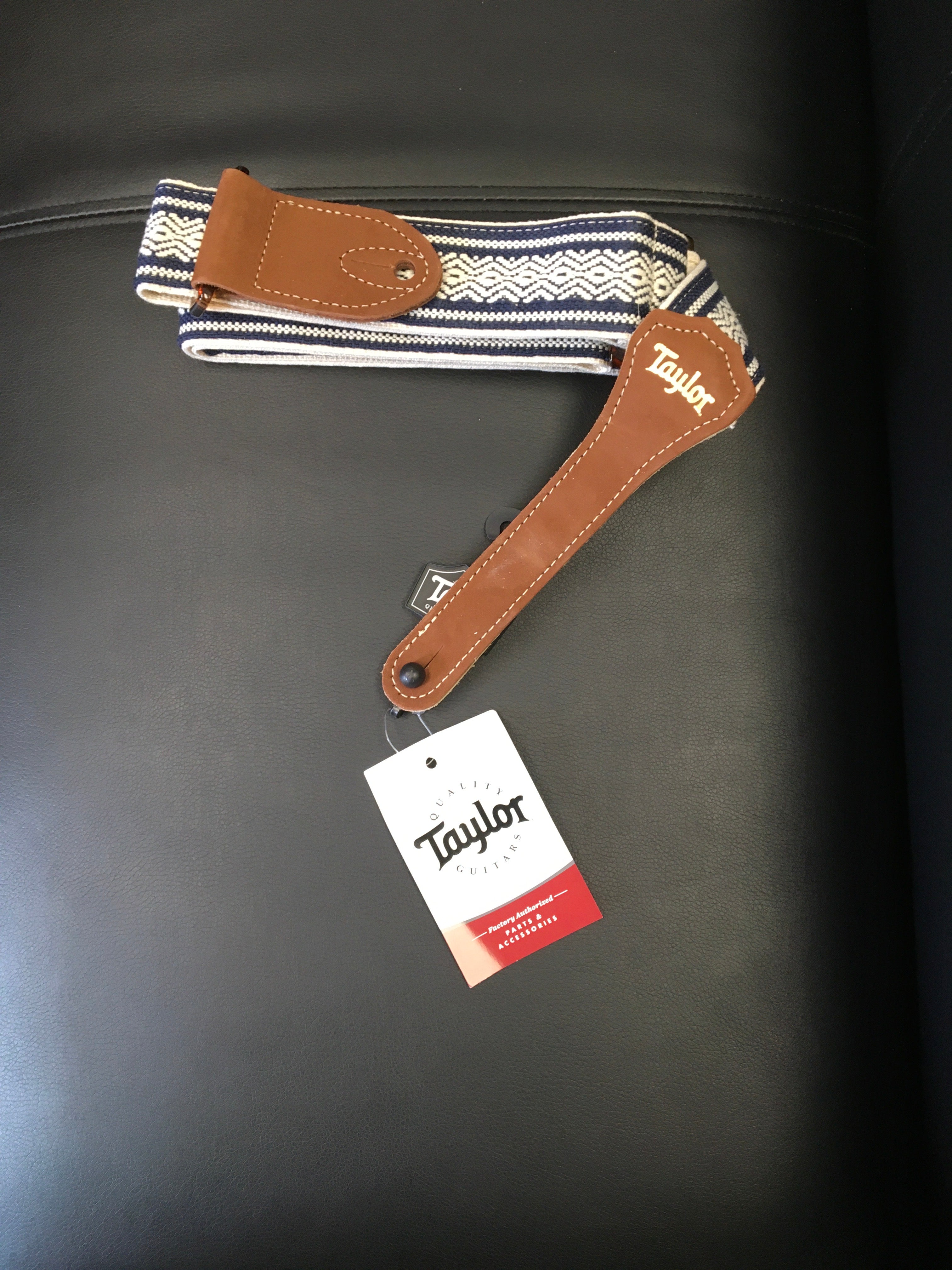 Image of Taylor Academy Blue amber buckle guitar strap