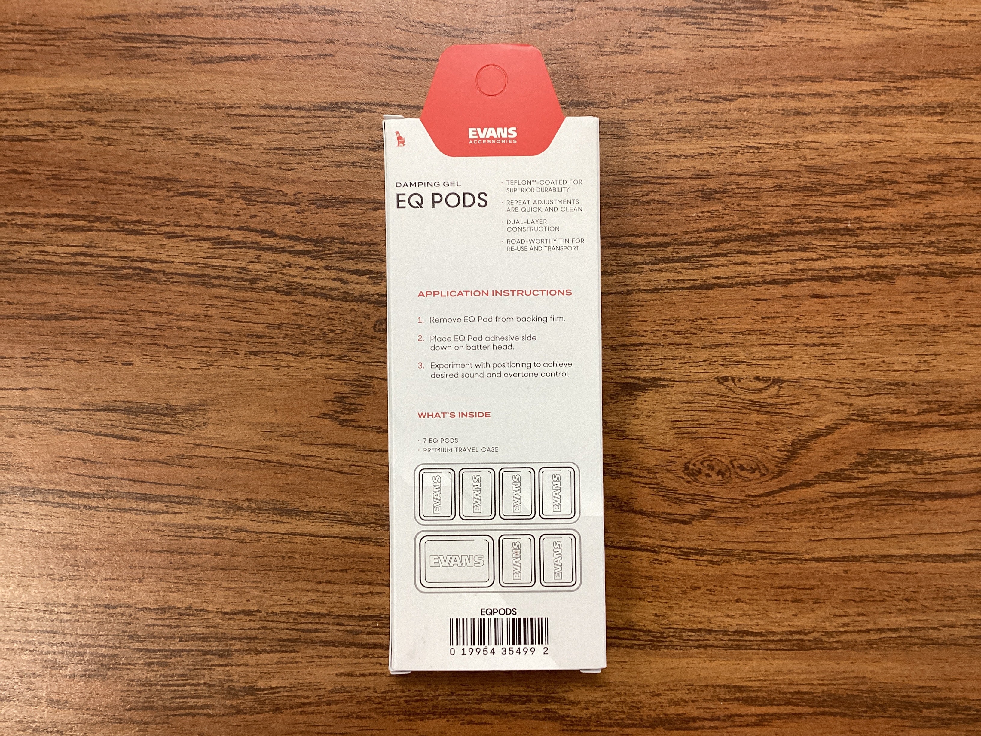 Image of Evans EQ Pods Red Drum Damper Gels 7 Pack W/Case