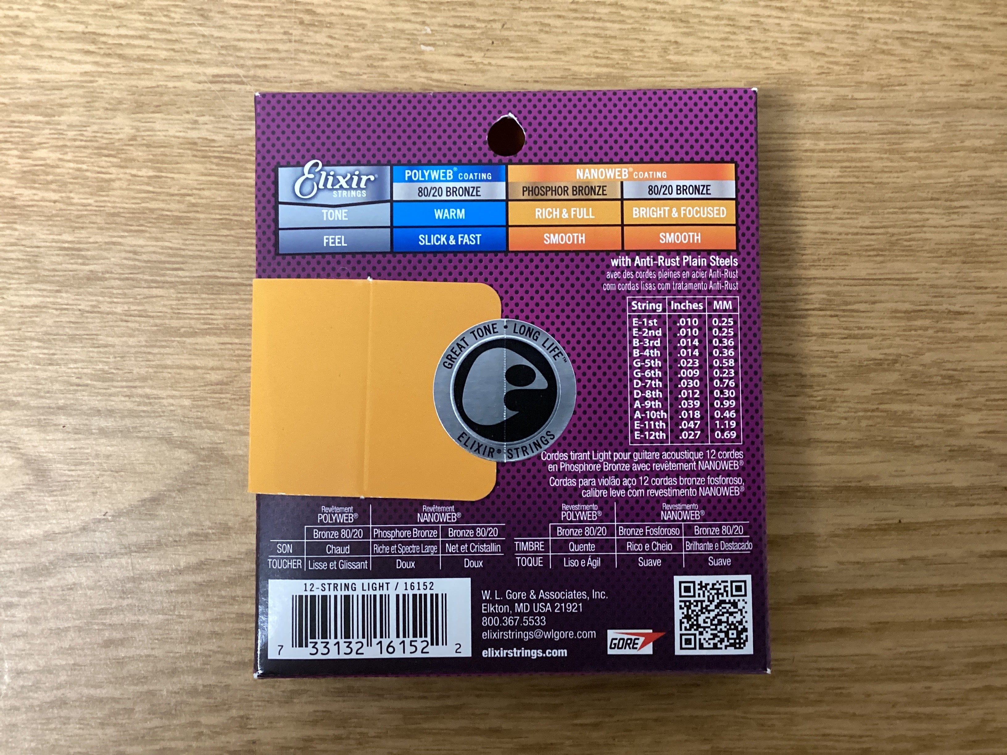 Image of Elixir~Phosphor Bronze~12-String Light gauge 10-47