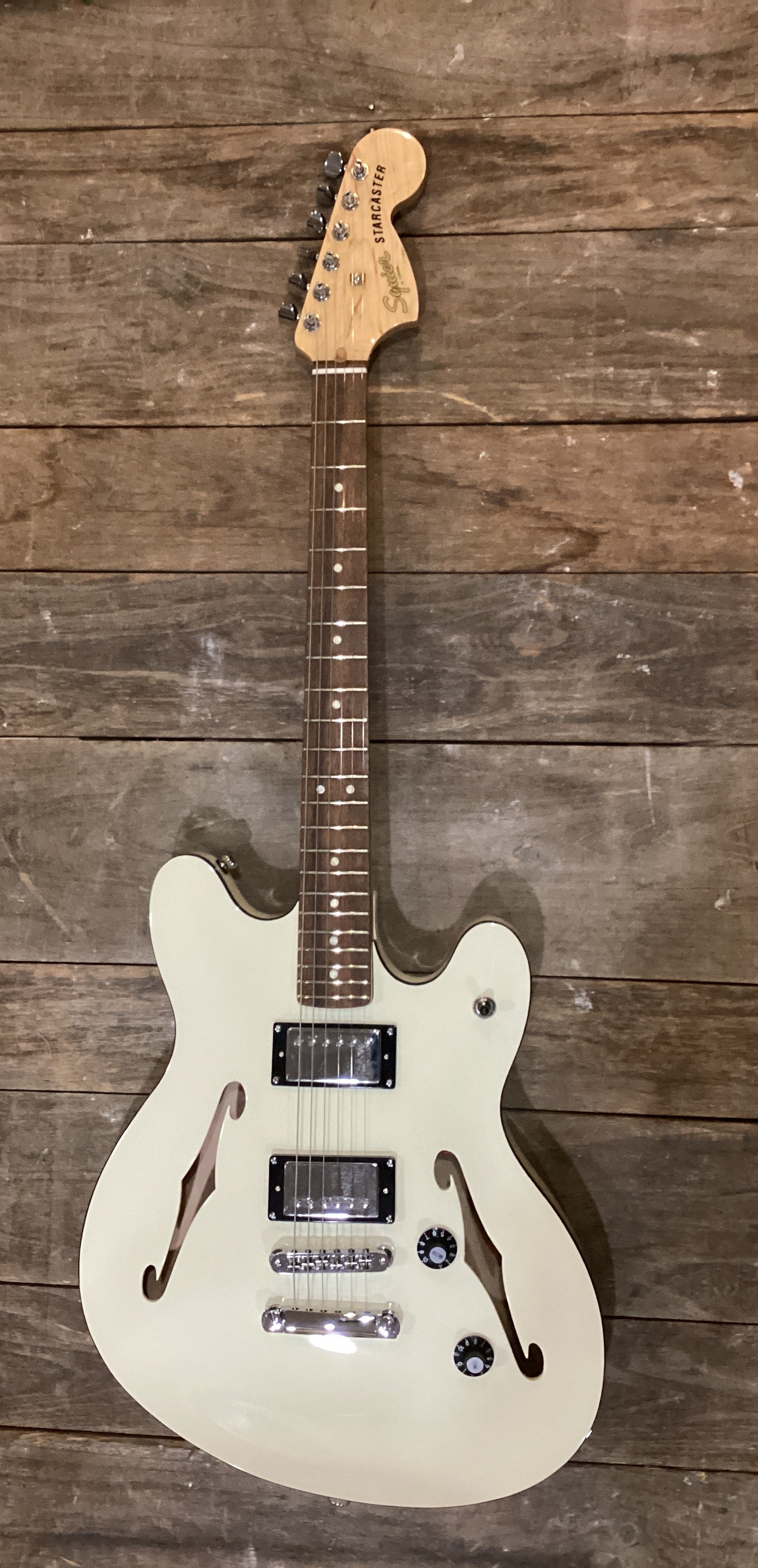 Image of Squier Affinity Series® Starcaster® Deluxe, Laurel Fingerboard, Olympic White