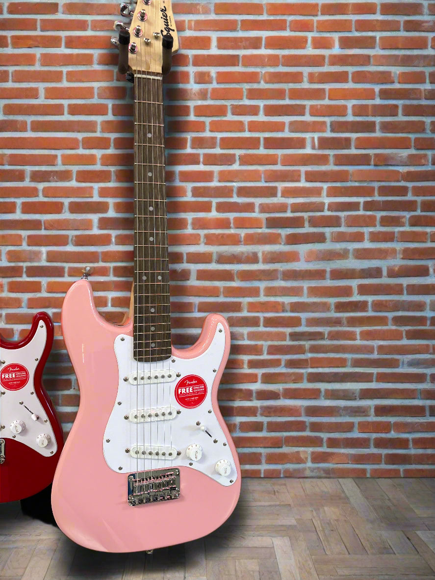 Image of Mini Stratocaster®, Laurel Fingerboard, White Pickguard, Shell Pink