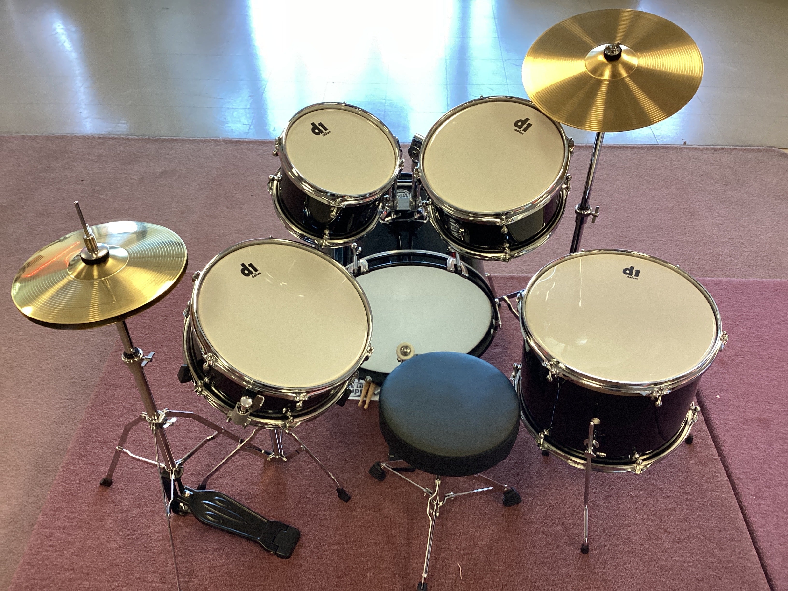 Image of Ddrum D1 Junior Drum Kit with Cymbals and Throne Black