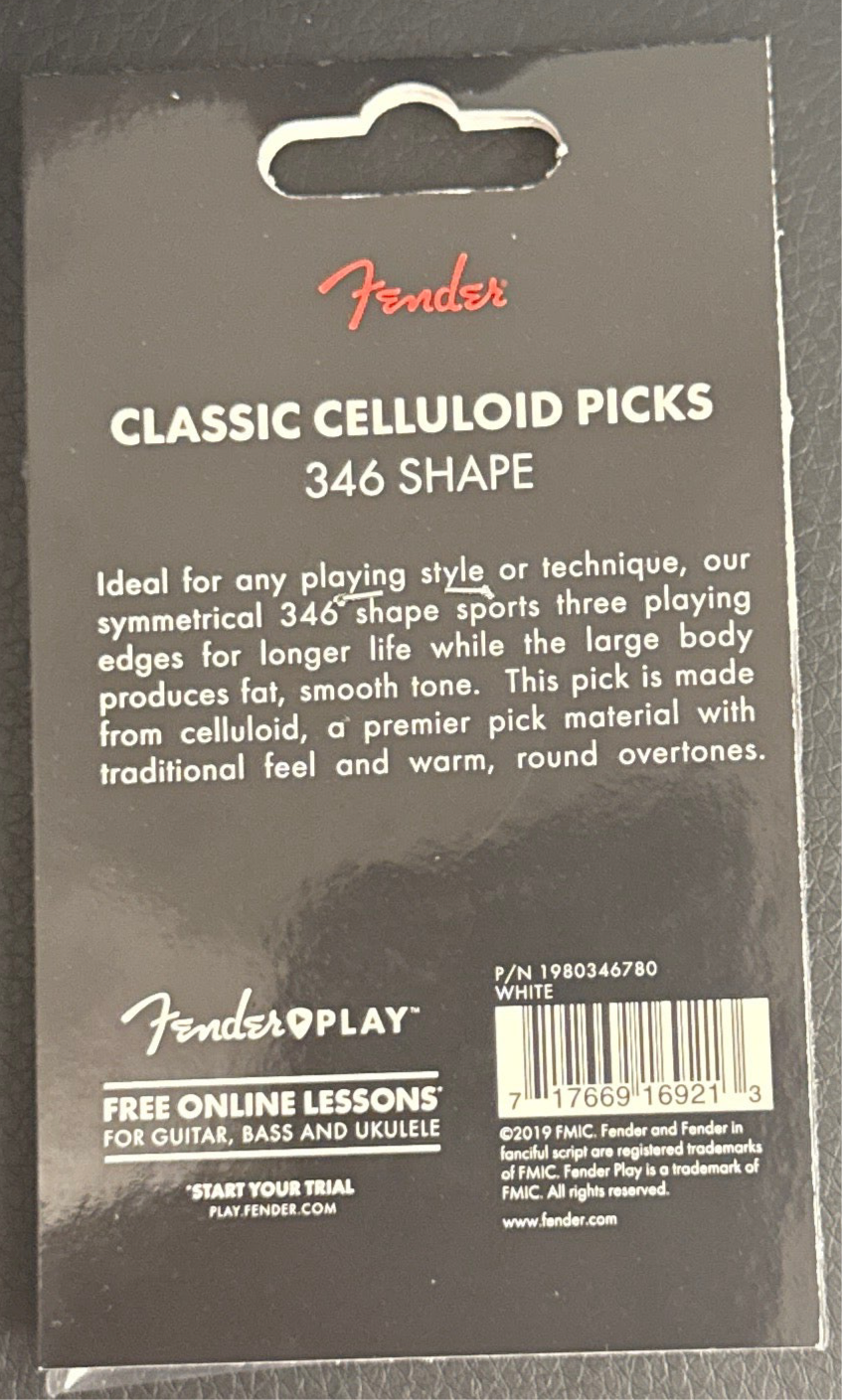 Image of Fender Classic Celluloid Picks, 346 Shape - 12 Pack Thin White