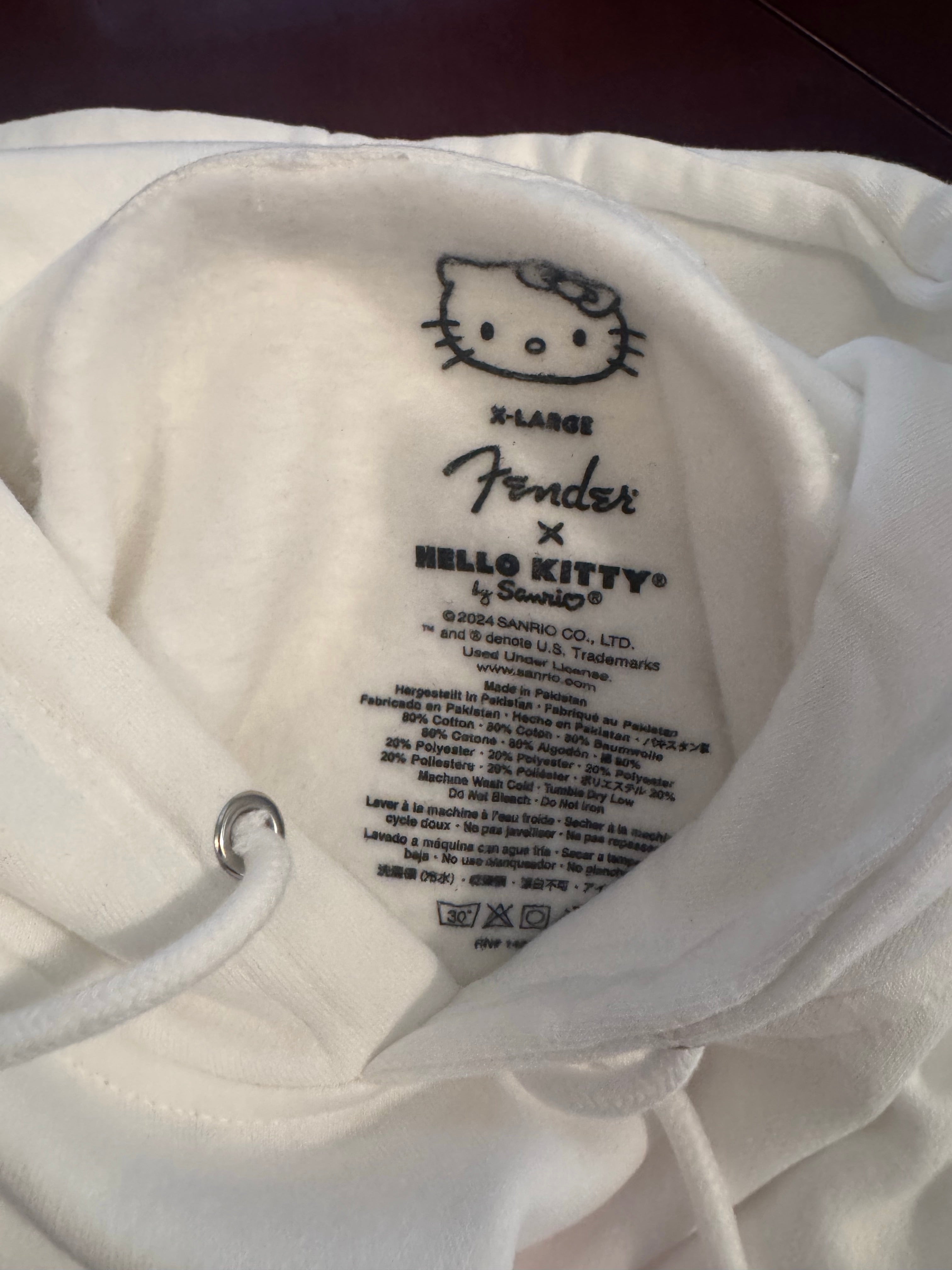 Image of Fender® x Hello Kitty® White Sleeve Logo Hoodie