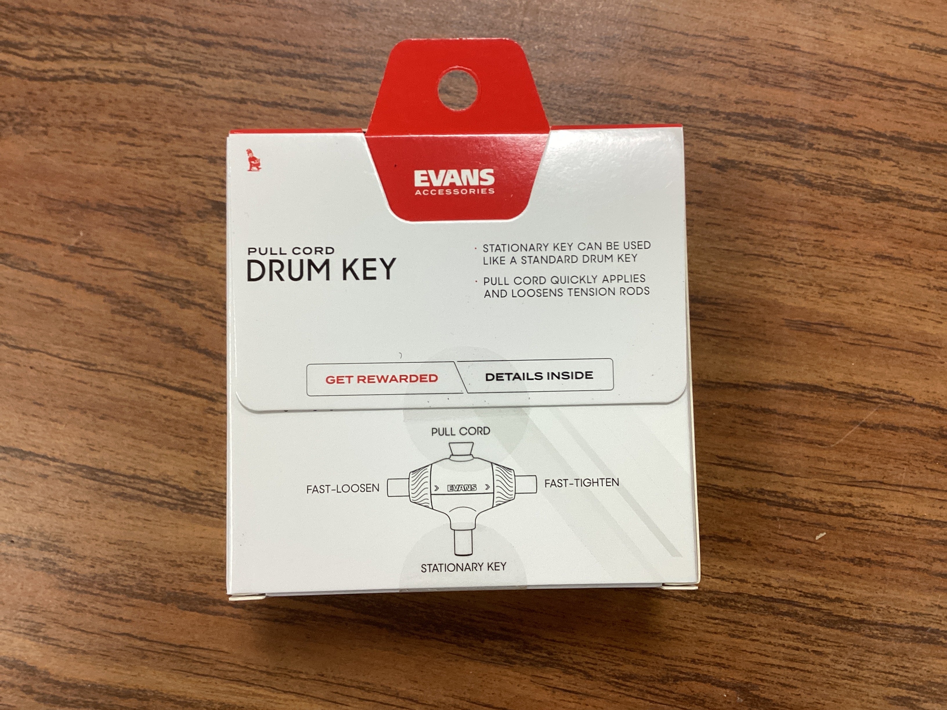 Image of Evans Pull Cord Drum Key - Fast Tension Rod Tool for Drum Tuning