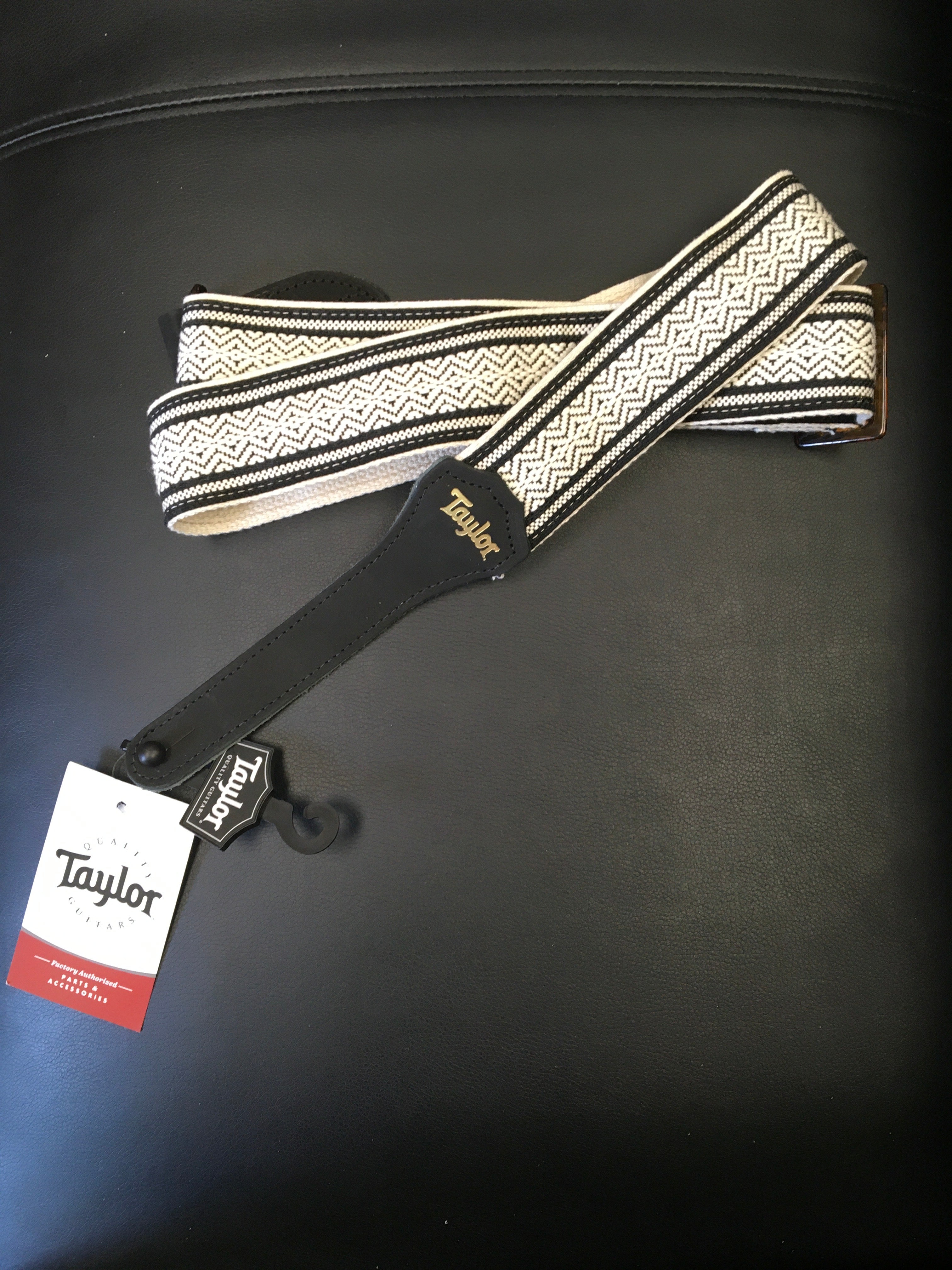 Image of Taylor Academy guitar strap Black Amber Buckle
