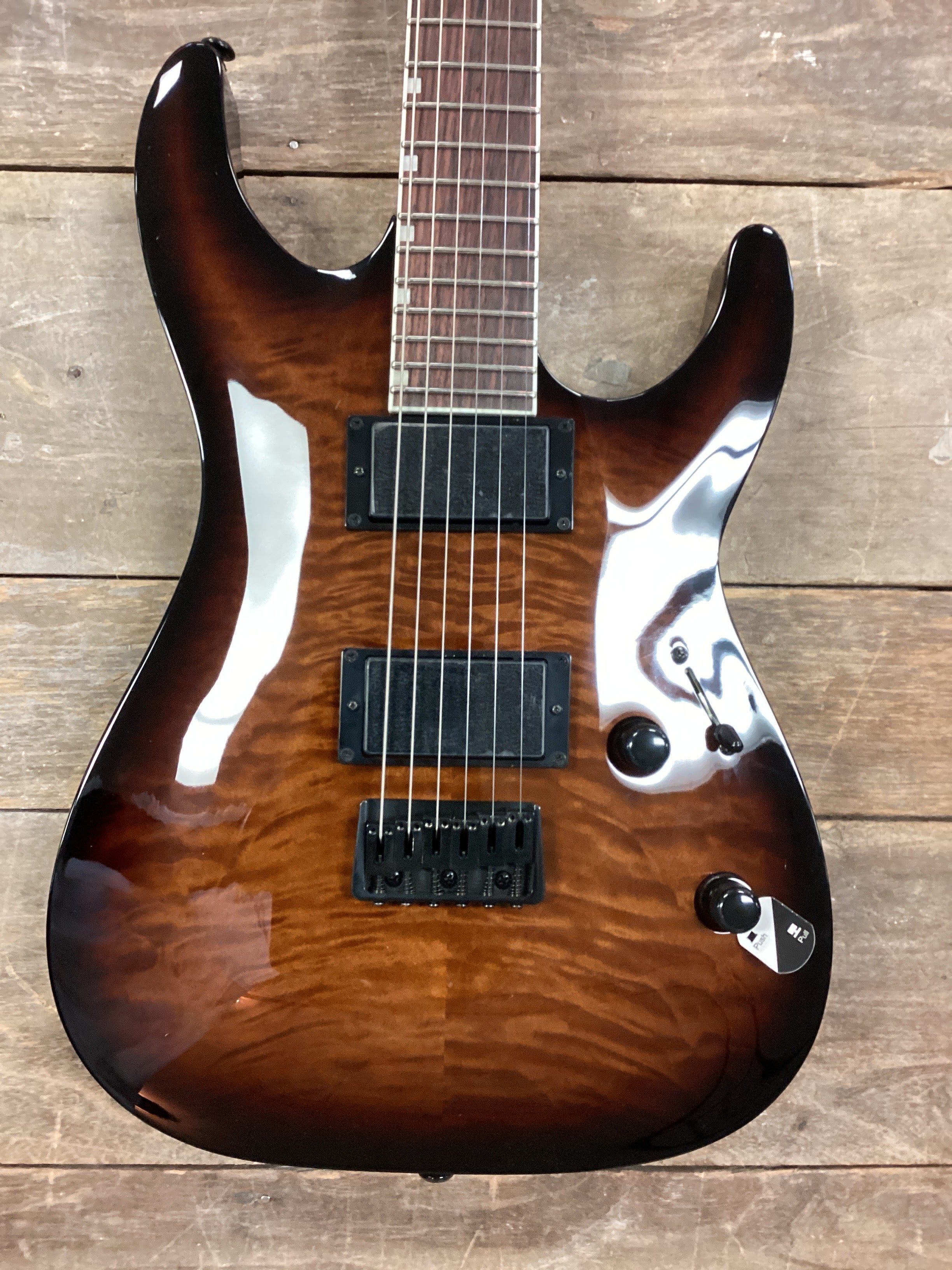 Image of ESP LTD MH 200HT QM Electric Guitar Dark Brown Sunburst