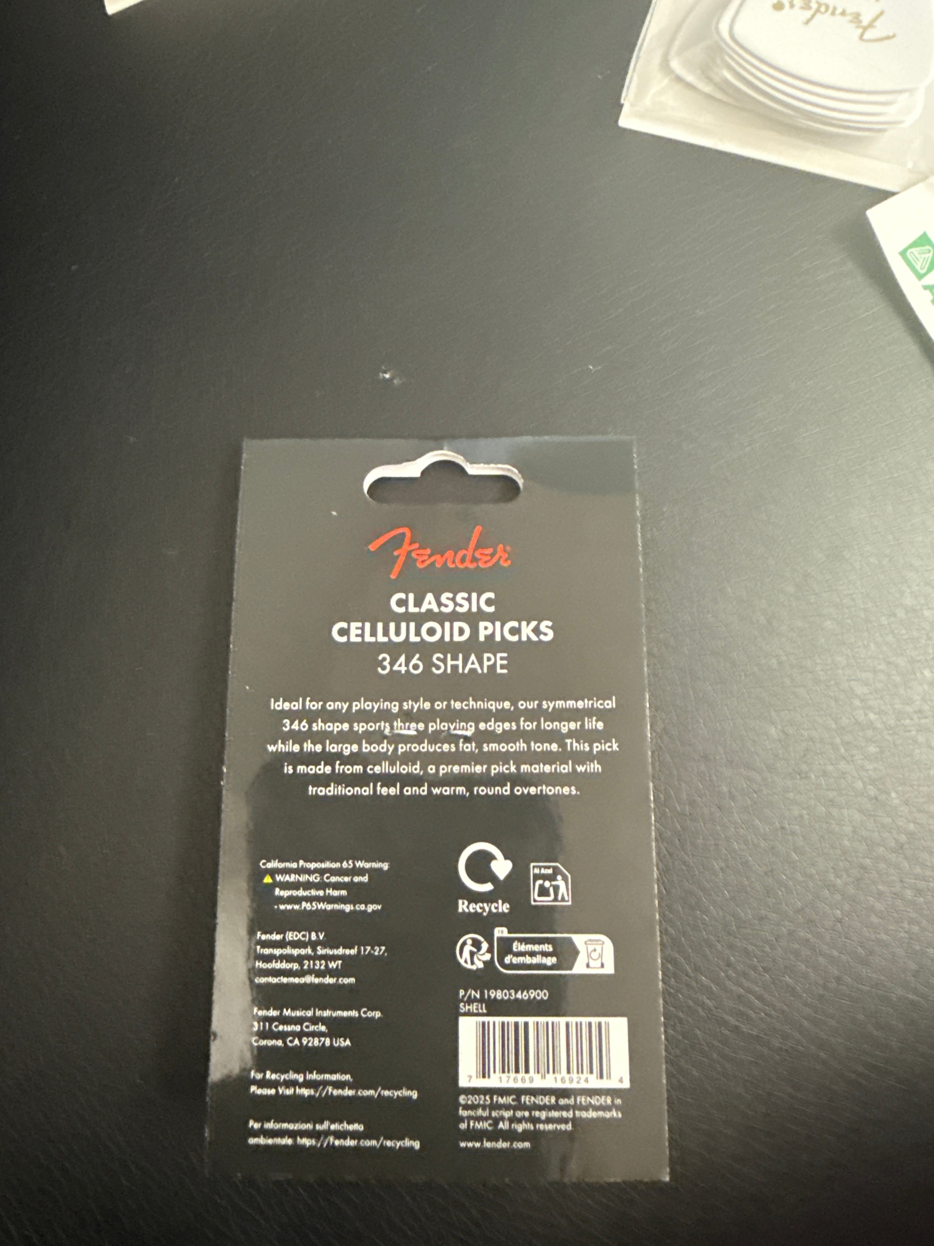 Image of Fender 346 shape Picks~12 pack~Heavy