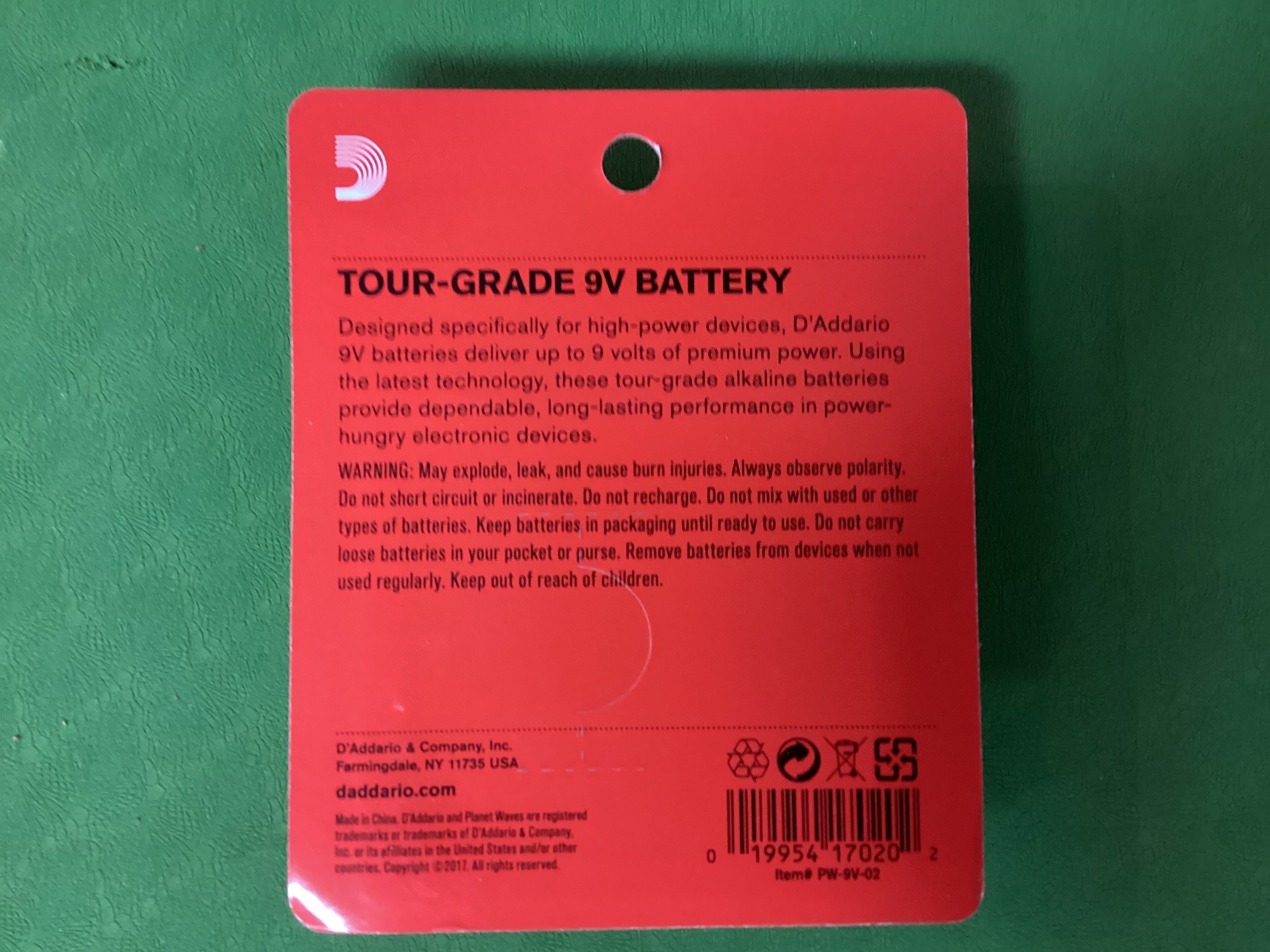 D’Addario “Tour Grade” 9 volt battery (2 pack)