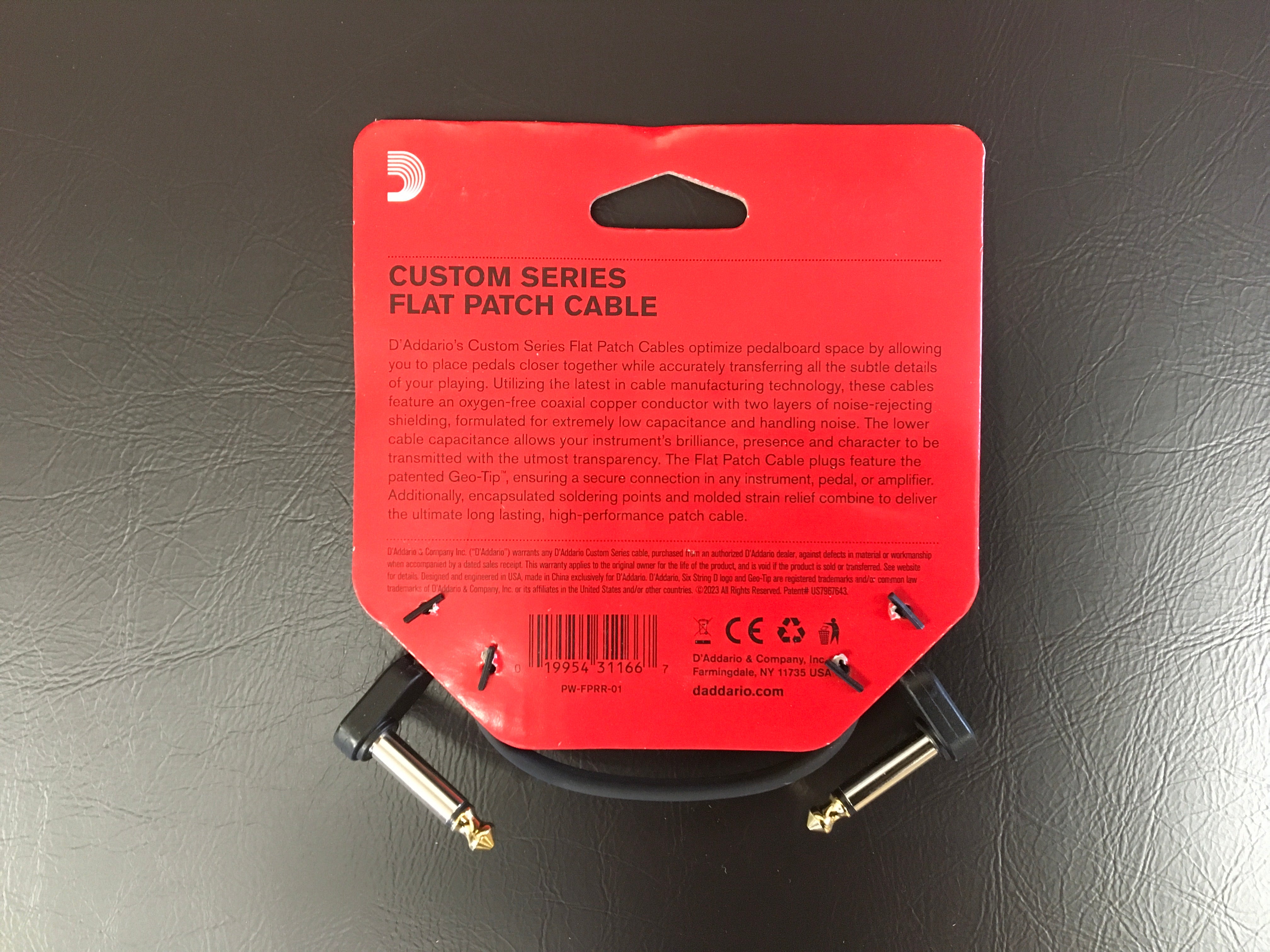 Image of D'Addario Flat Patch Cable, 1ft Right Angle, Single PK