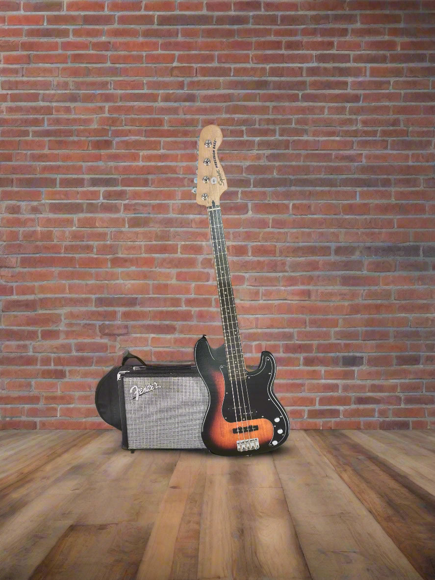Image of FENDER Affinity Series™ Precision Bass® PJ Pack, Maple Fingerboard, 3 Color Sunburst, Gig Bag, Rumble 15 - 120V