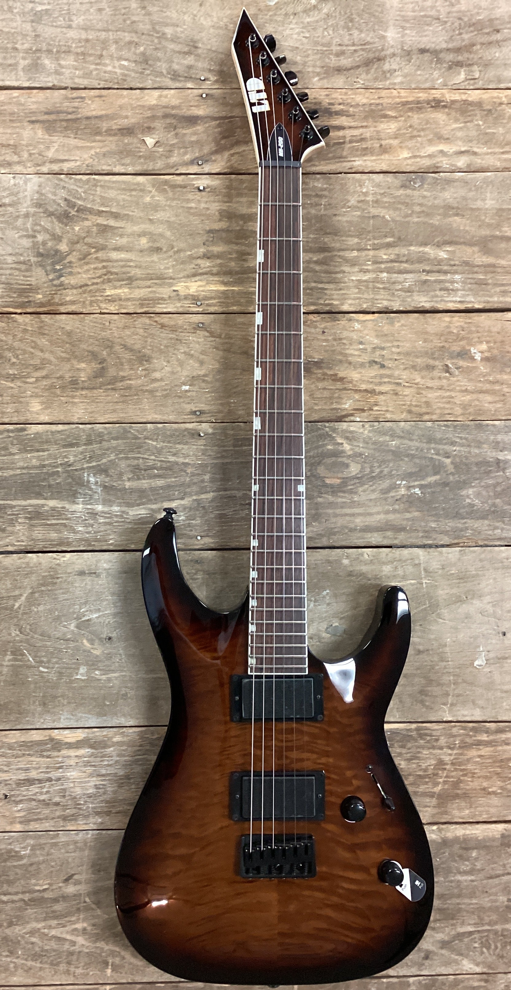 Image of ESP LTD MH 200HT QM Electric Guitar Dark Brown Sunburst