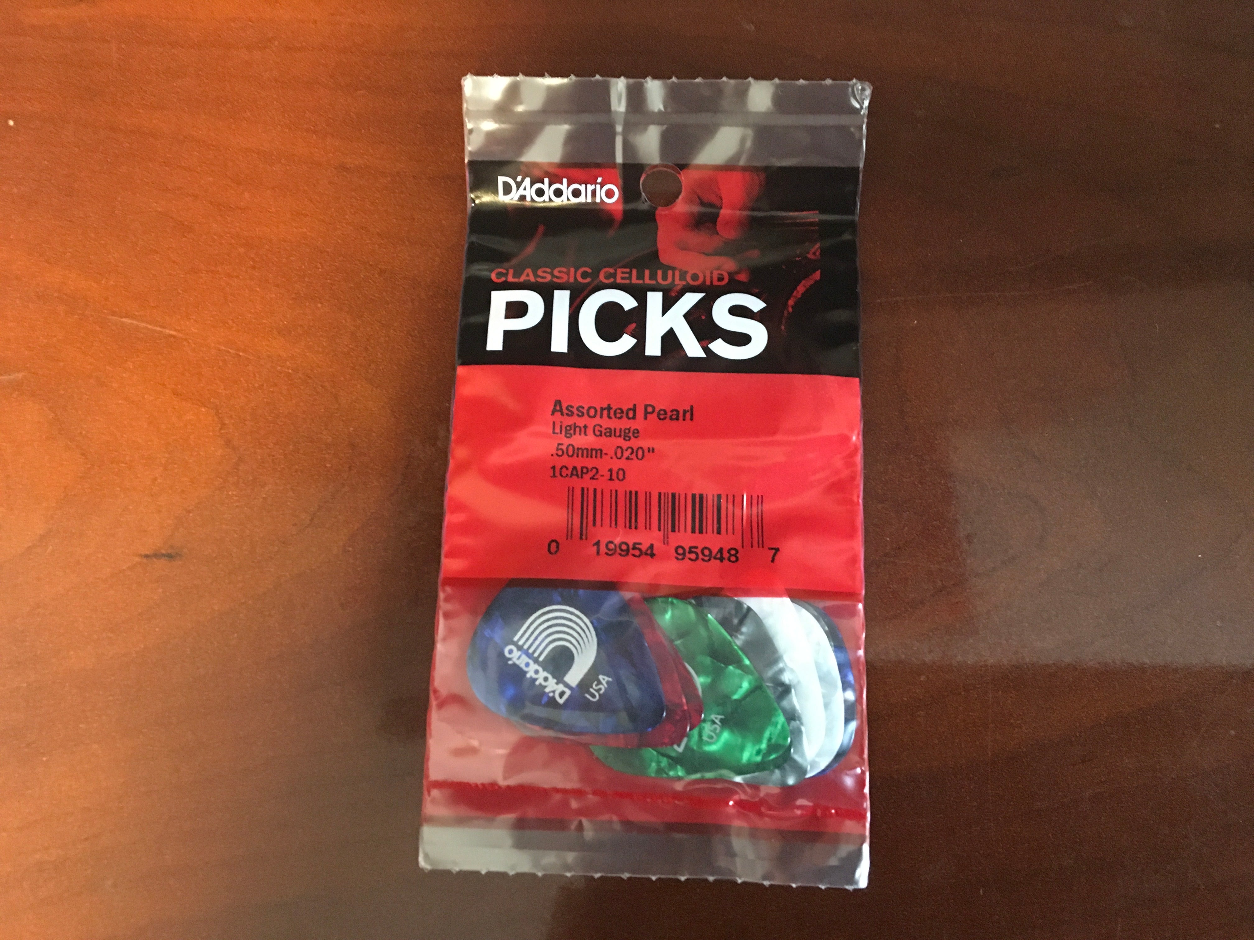 Image of D'Addario Assorted Pearl Celluloid Guitar Picks, 10 pack, Light