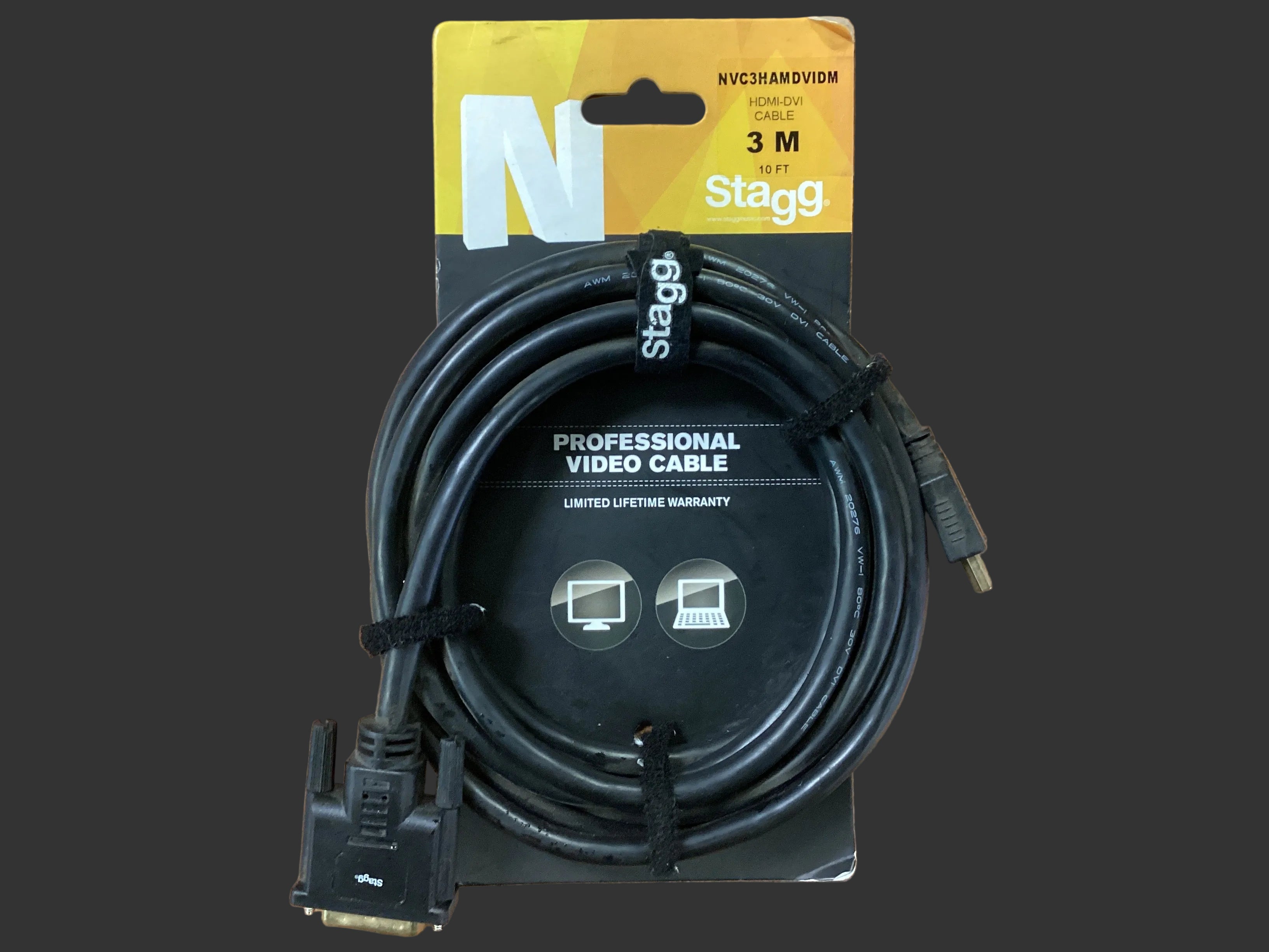 Image of Stagg N-Series HDMI 1.4 to DVI Dual Link Cable NVC3HAMDVIDM