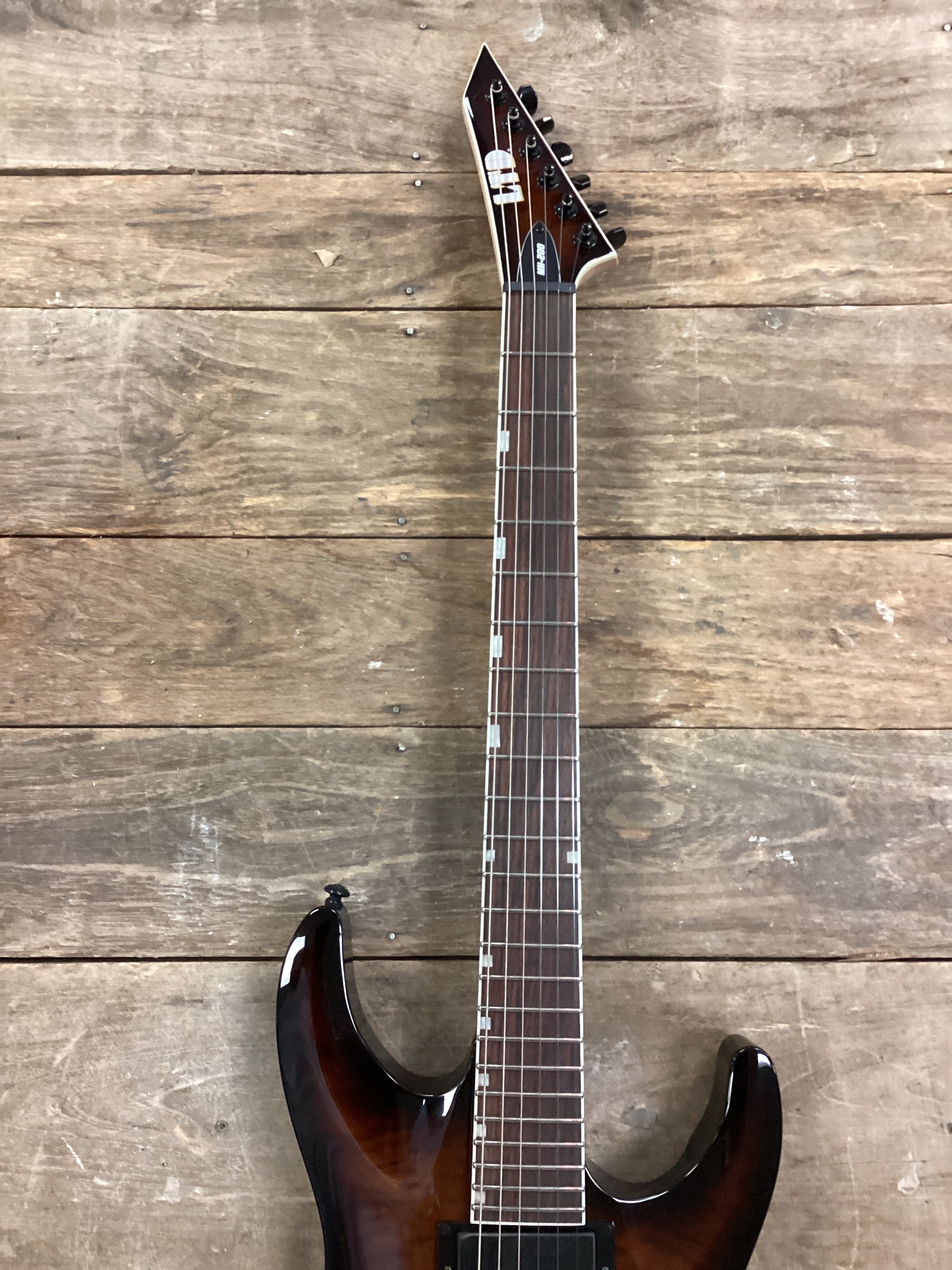 Image of ESP LTD MH 200HT QM Electric Guitar Dark Brown Sunburst