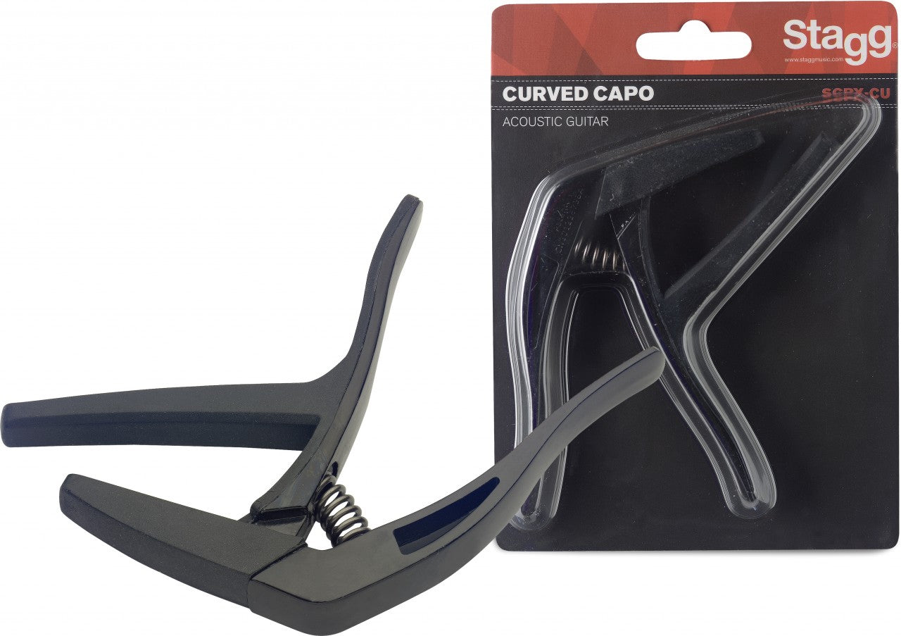 Image of Stagg Curved Trigger Capo for Acoustic & Electric Guitar - Black