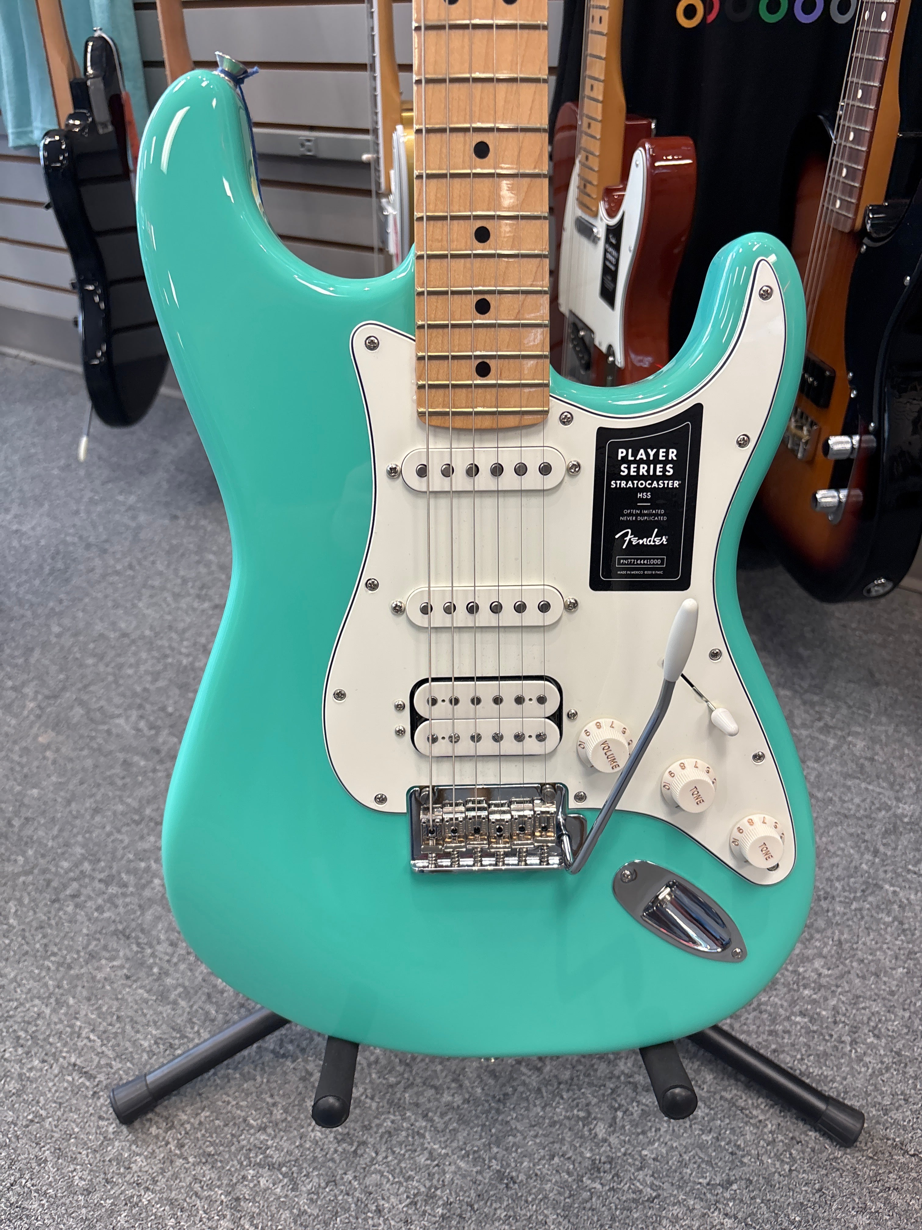 Image of FENDER PLAYER STRAT HSS Maple Neck Seafoam Green