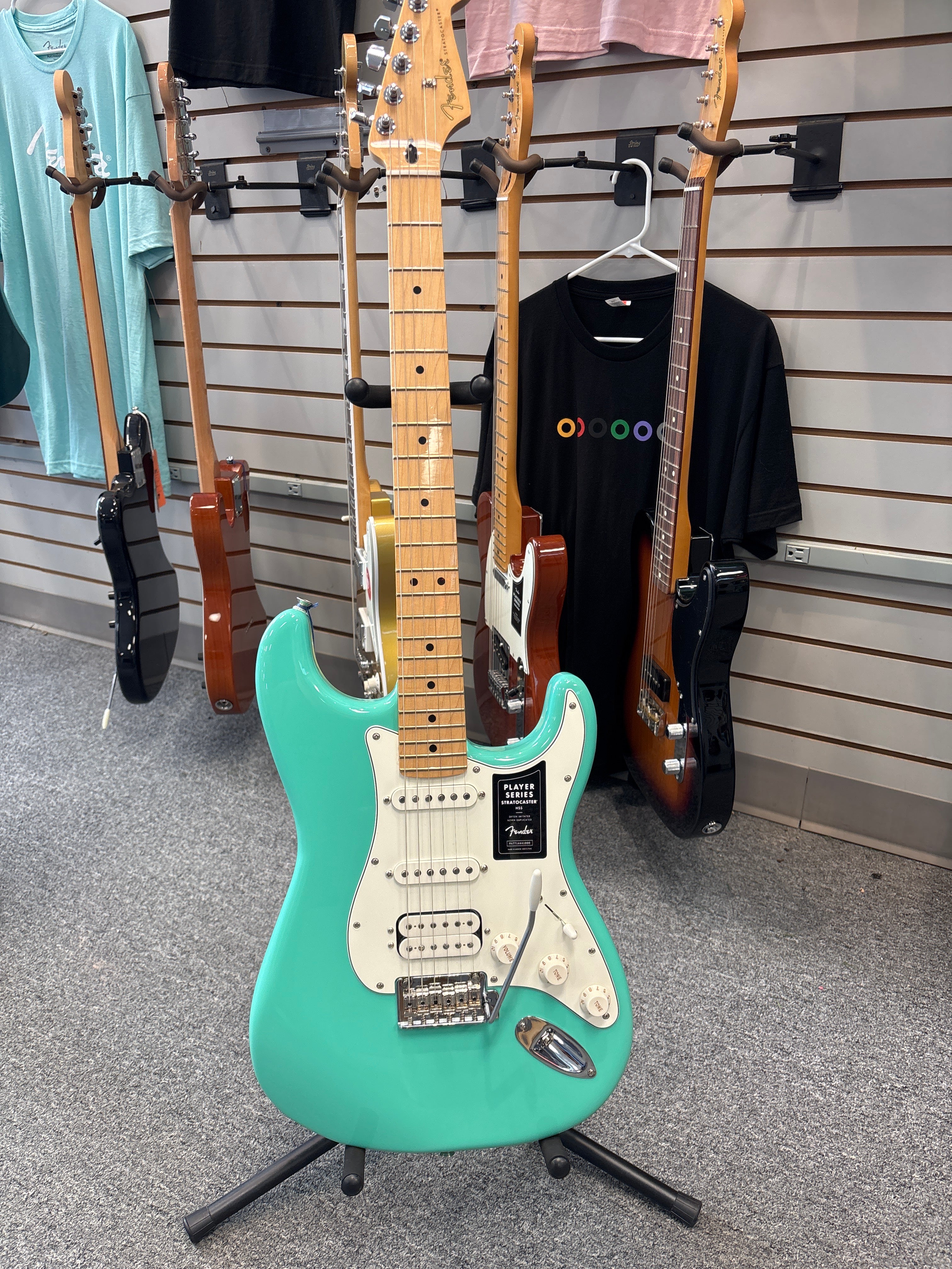 Image of FENDER PLAYER STRAT HSS Maple Neck Seafoam Green