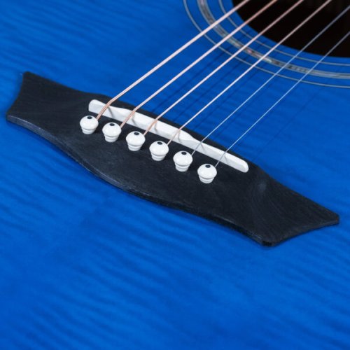Image of Washburn EA15 Festival Mini Jumbo Acoustic Electric Guitar Flame Transparent Blue