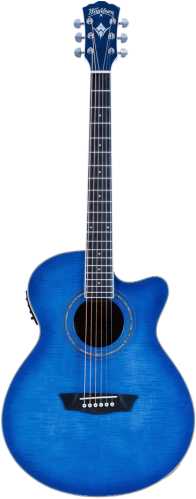 Image of Washburn EA15 Festival Mini Jumbo Acoustic Electric Guitar Flame Transparent Blue