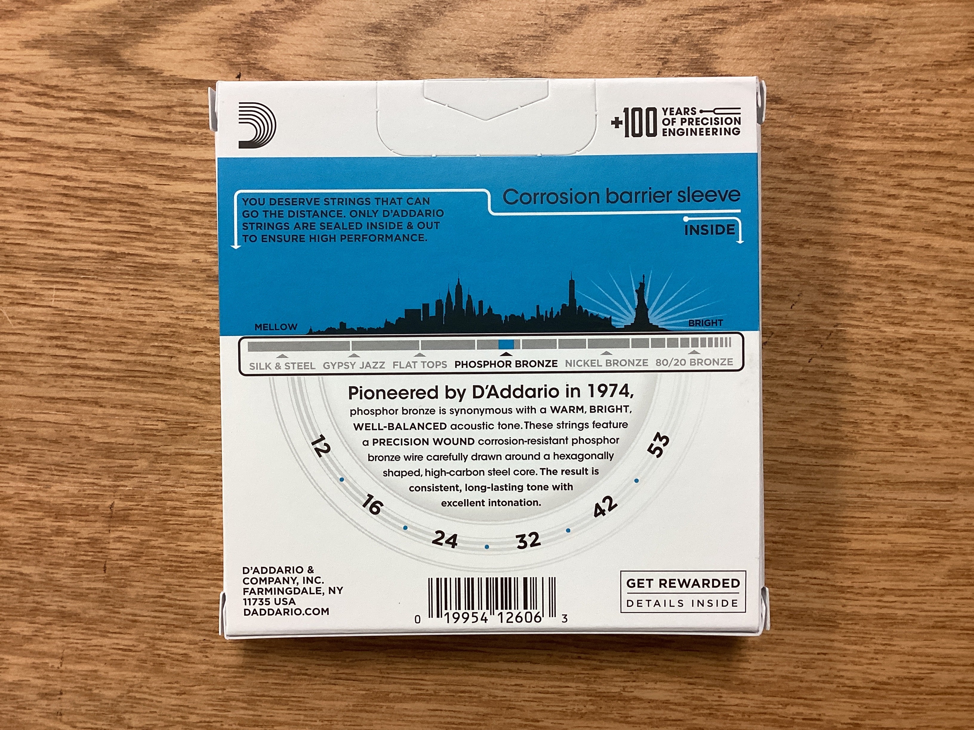 Image of D'Addario 12-53 Light, Phosphor Bronze Acoustic Guitar Strings 3-Pack EJ16-3D