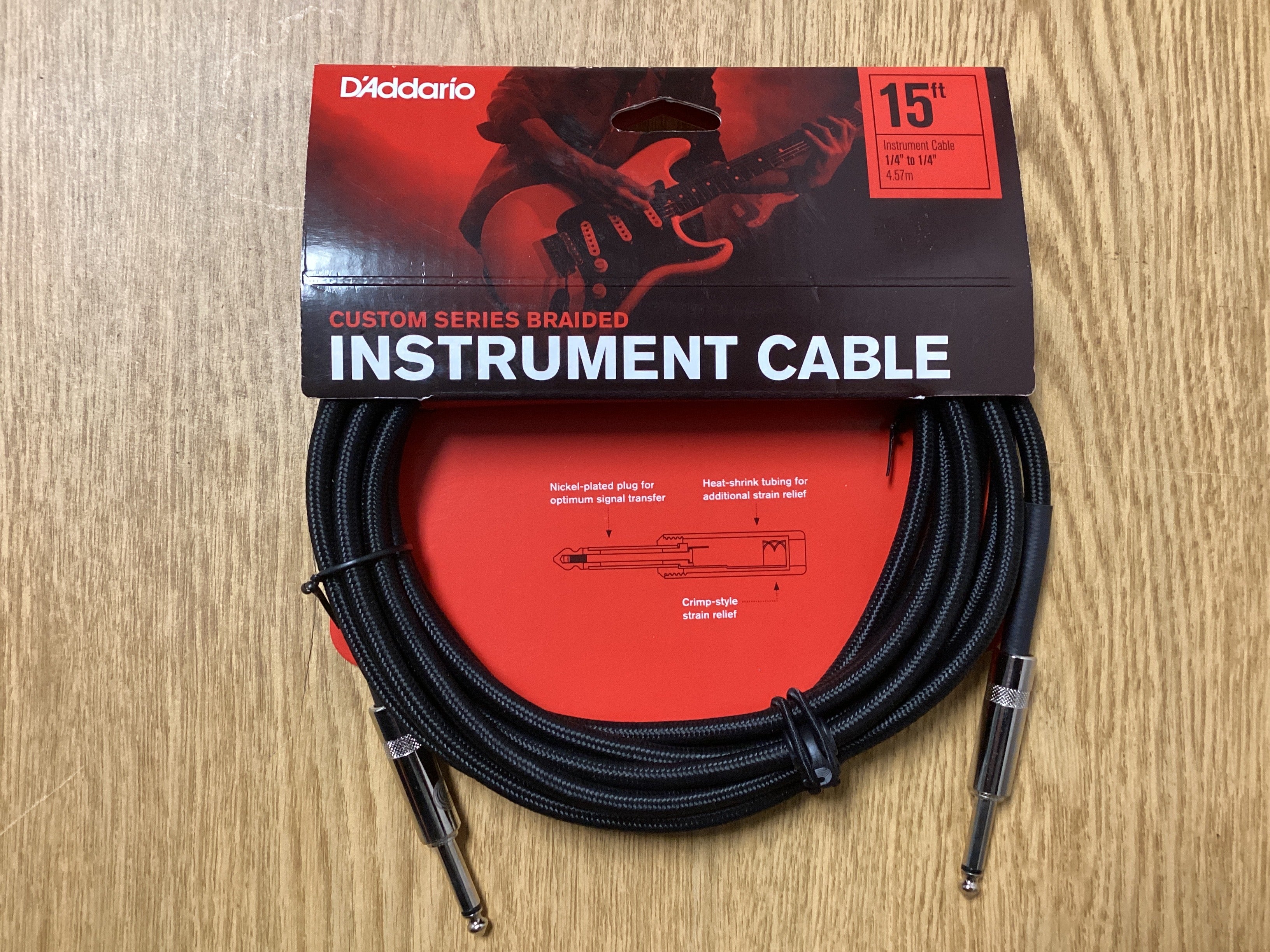 D'Addario Custom Series Braided Instrument Cable, 15'