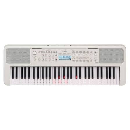 Image of White electronic keyboard with black keys on a white background