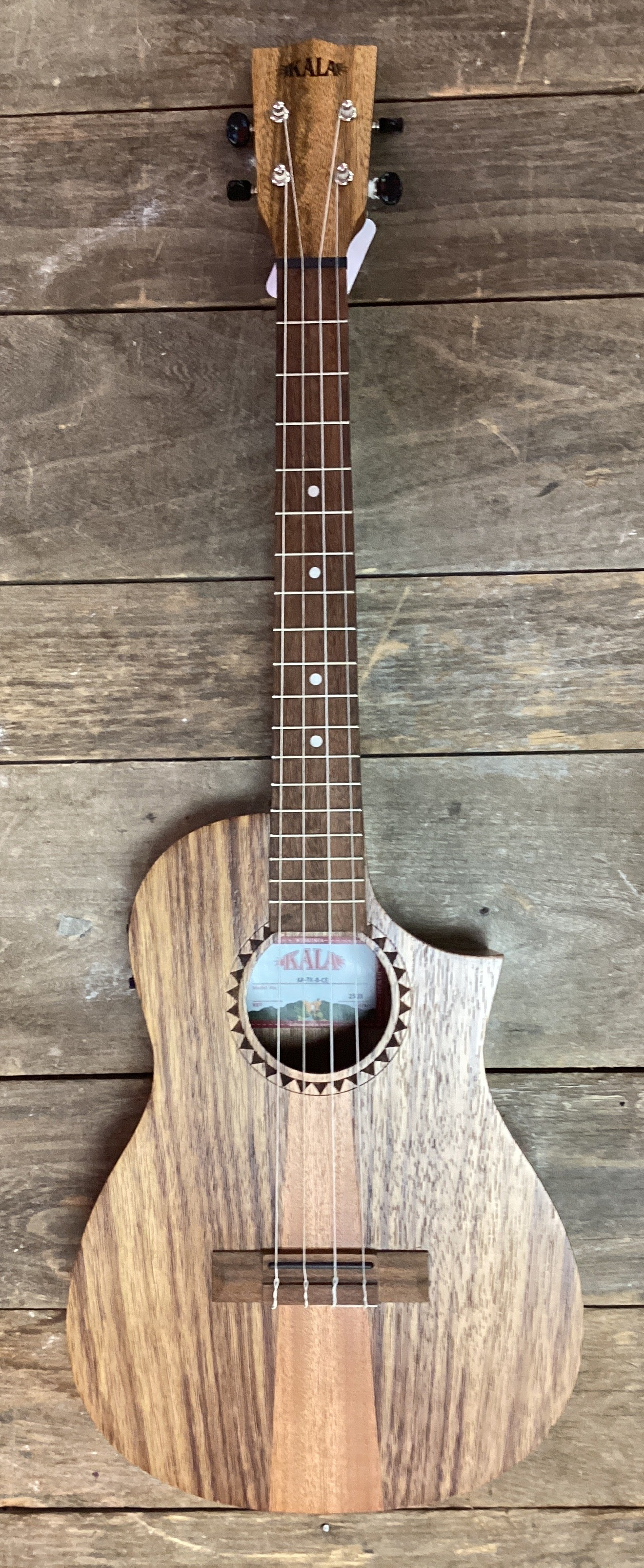 Image of Kala Teak Tri-Top Baritone Ukulele with Cutaway and EQ KA-TK-B-CE