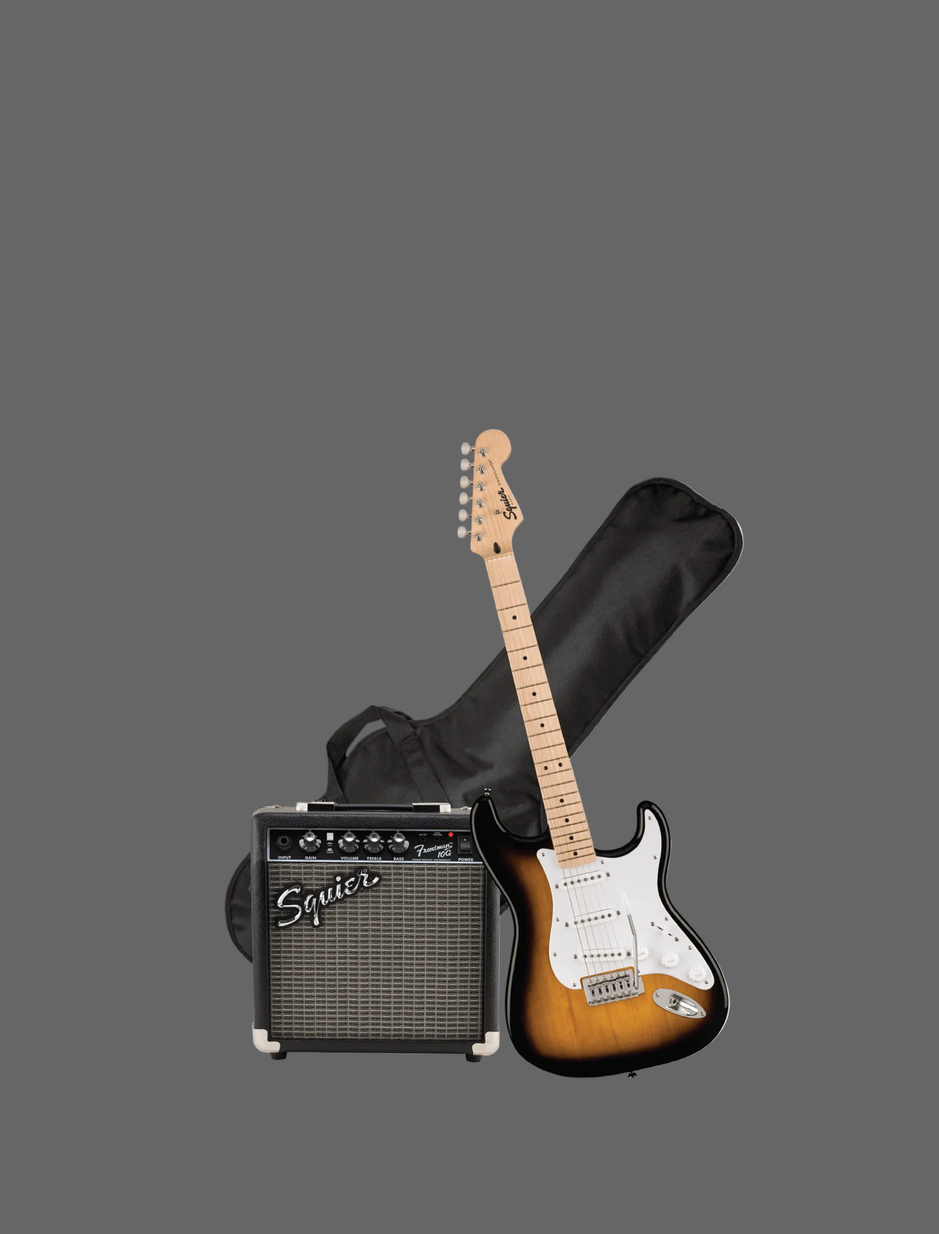 Image of Squier Sonic® Stratocaster® Pack, Maple Fingerboard, 2-Color Sunburst, Gig Bag, 10G Amp