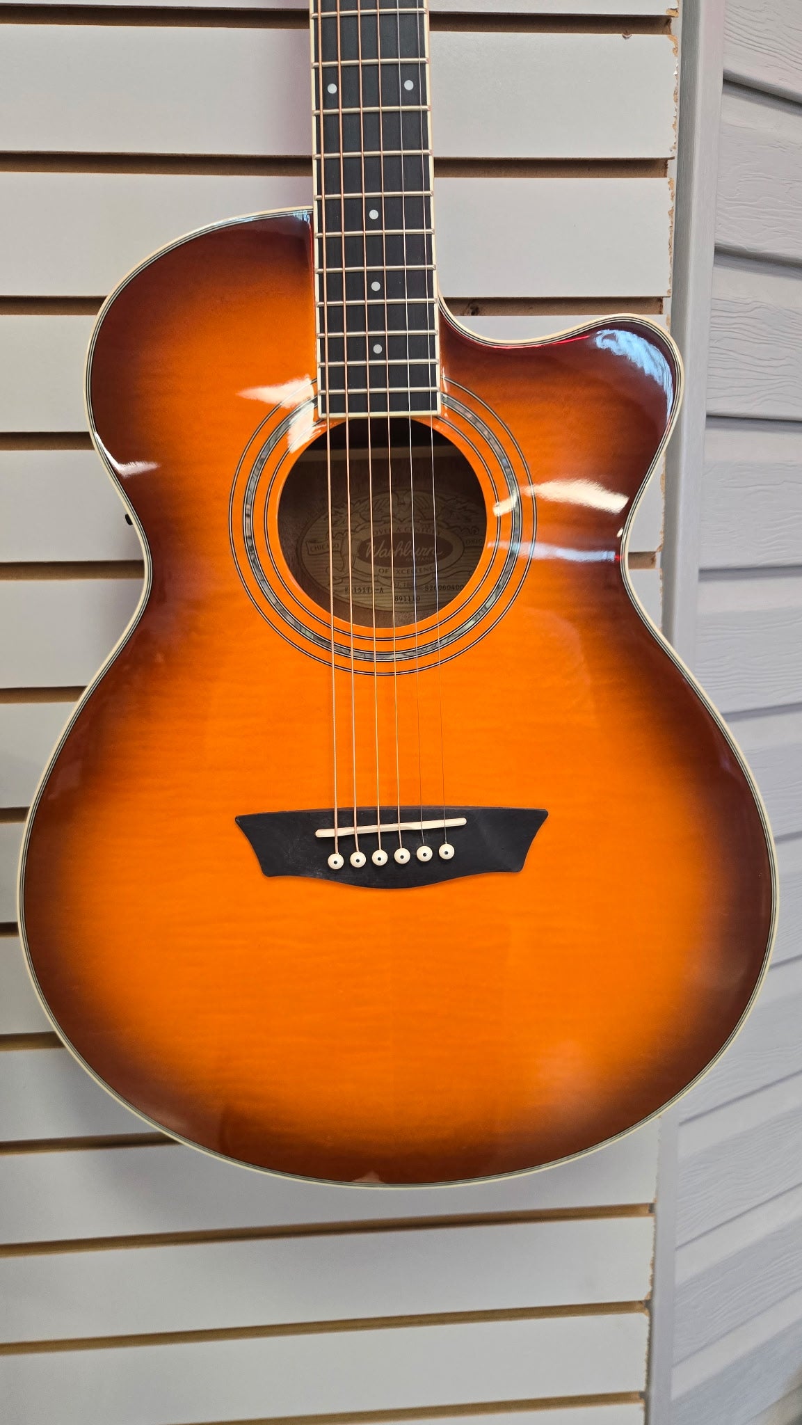 Image of Washburn EA15 Festival Mini Jumbo Cutaway Acoustic Electric Guitar Ice Tea Burst