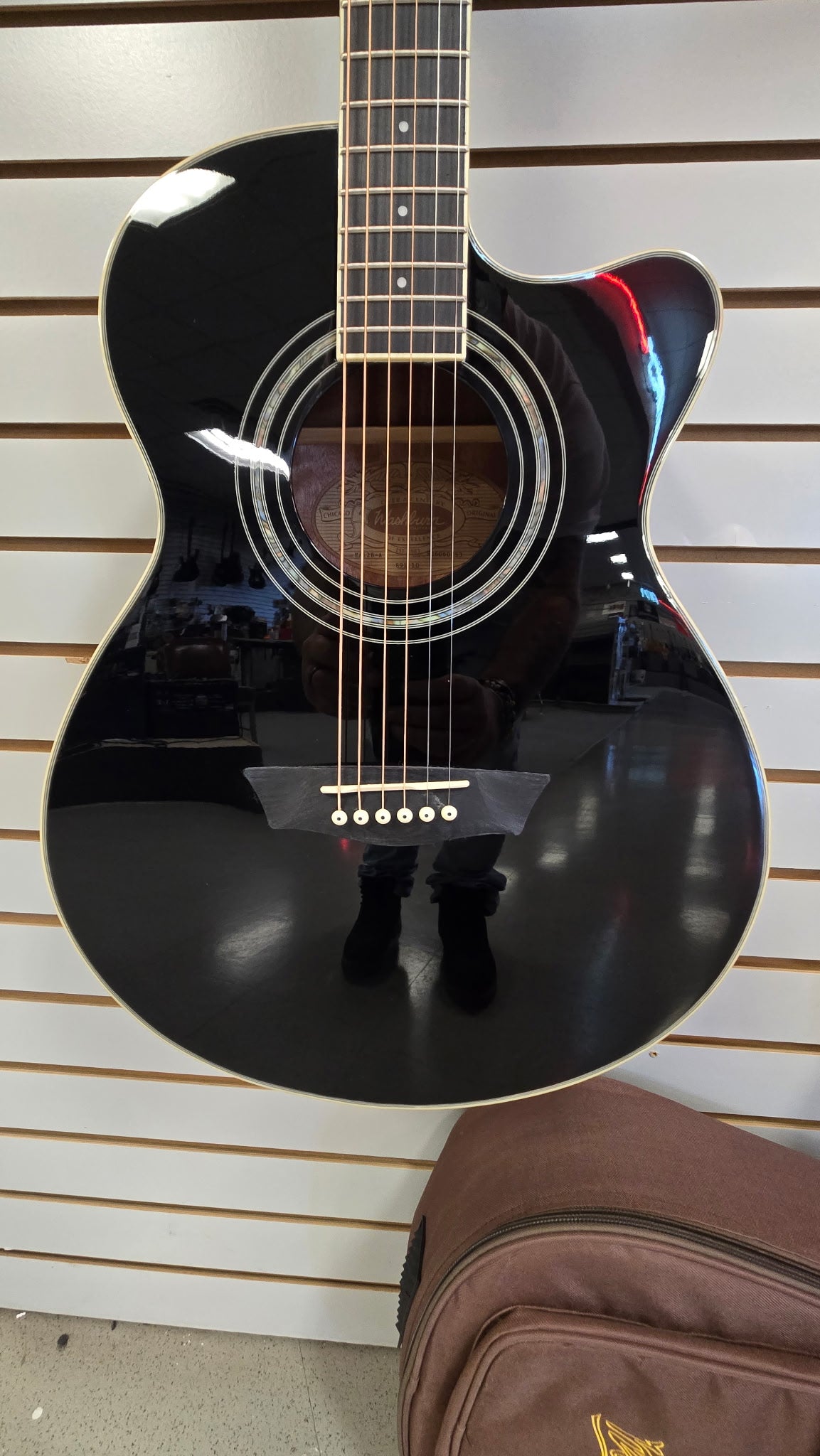 Image of Washburn EA12 Festival Mini Jumbo Cutaway Acoustic Electric Guitar Black