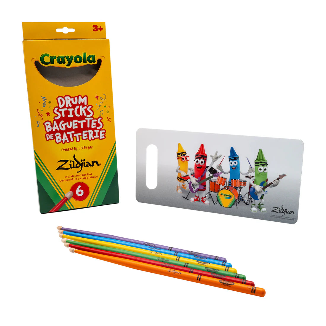 Zildjian x Crayola Pack, 6 Kids Drumsticks & Pad  ZKIDS