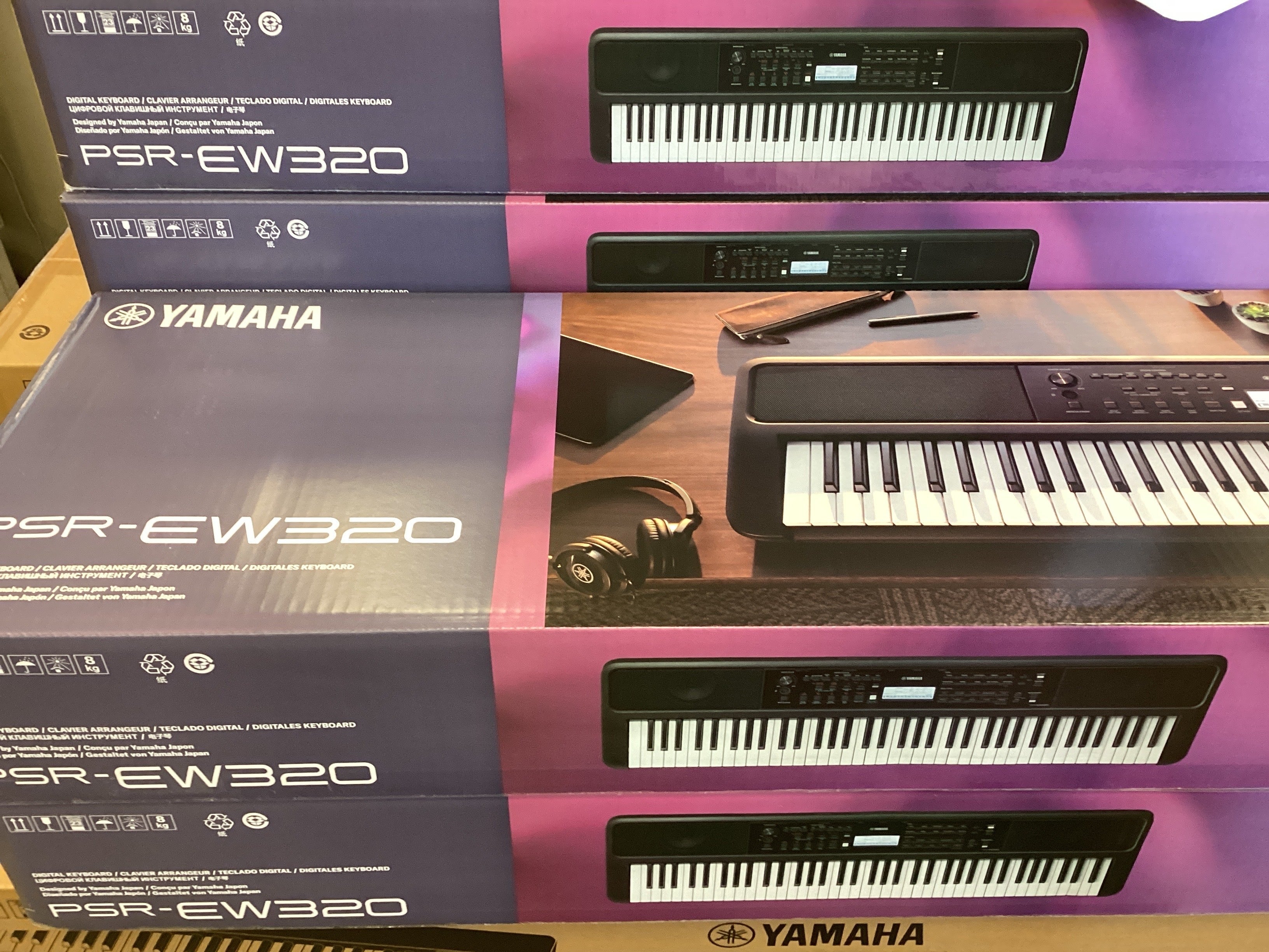 Image of YAMAHA PSR EW320 76-key mid-range portable digital keyboard. Includes PA130 power adapter.
